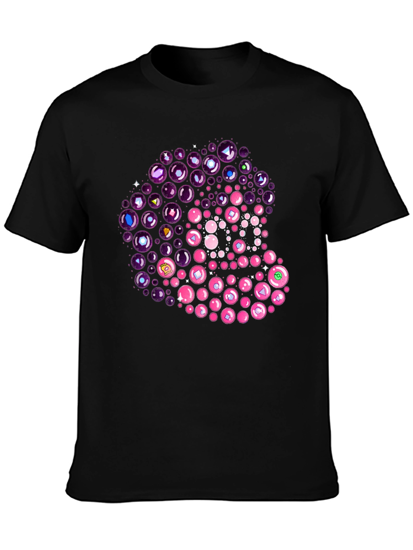 Unique Bubble Gem T-Shirt - Black Cotton Tee