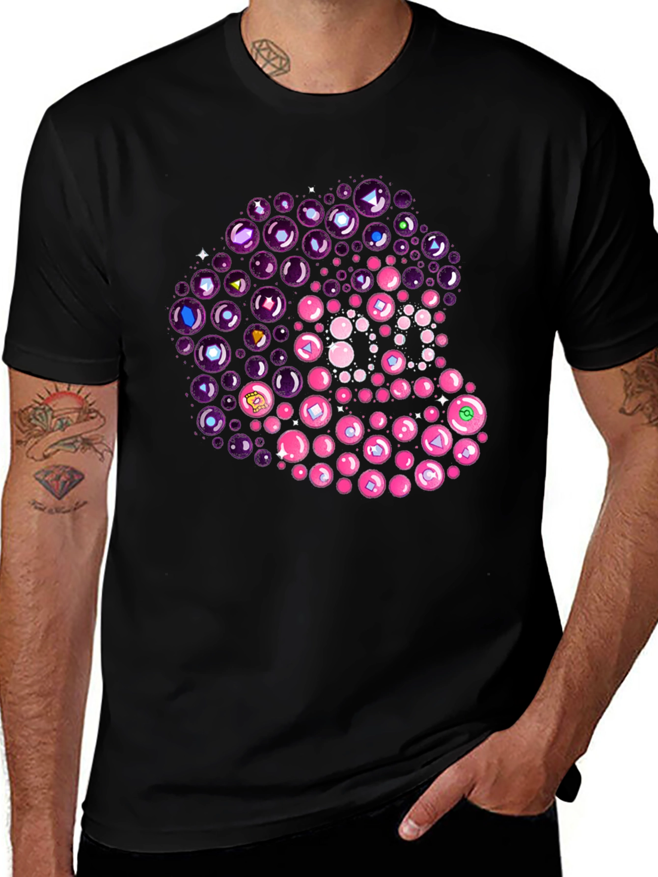 Unique Bubble Gem T-Shirt - Black Cotton Tee