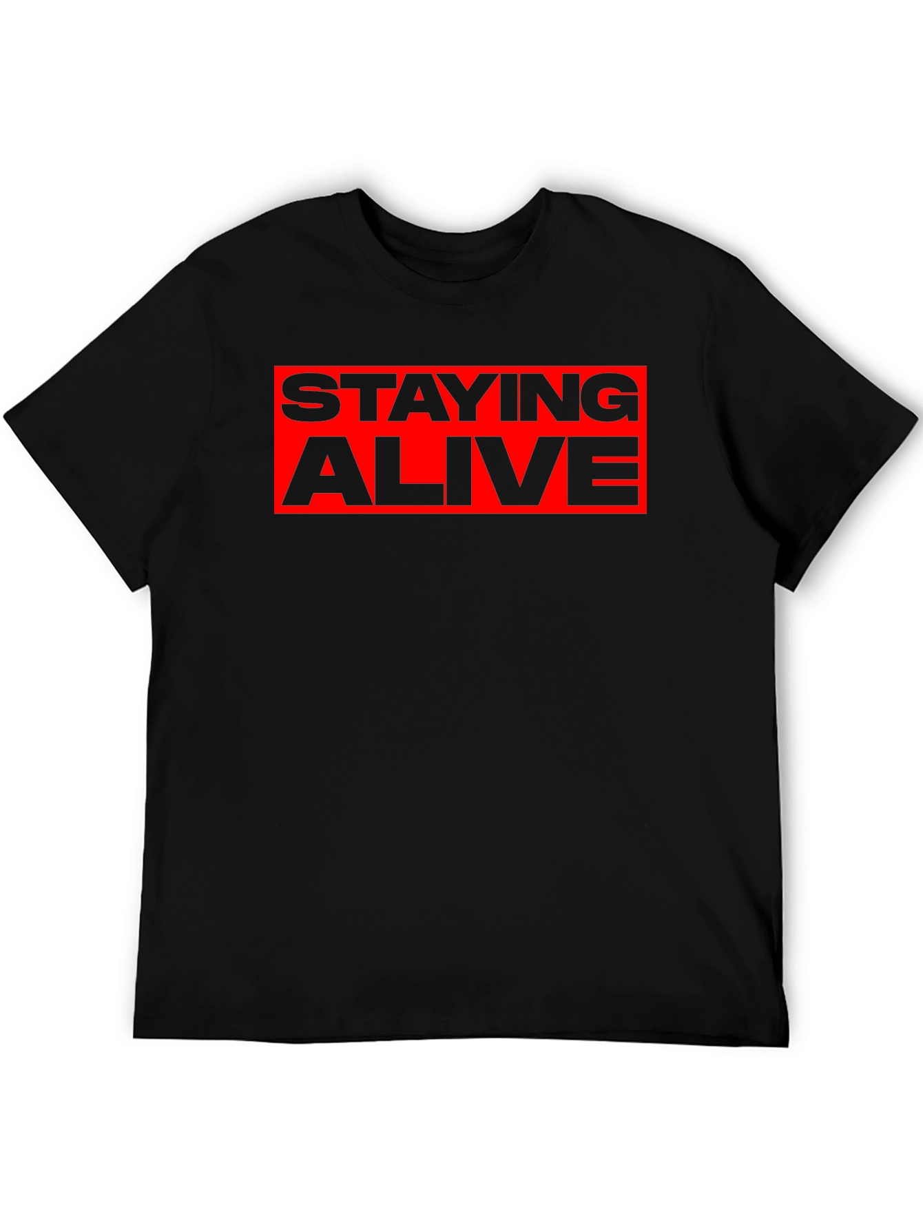 Staying Alive Graphic Tee - Bold Red Print