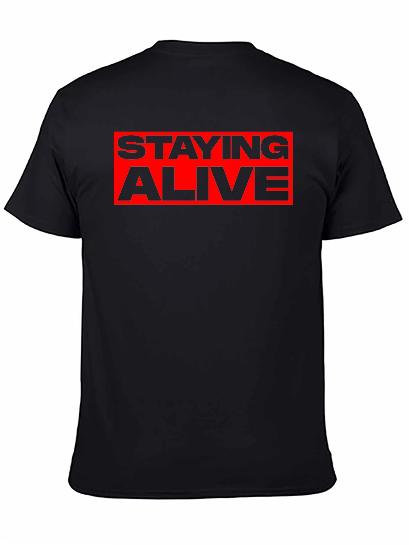 Staying Alive Graphic Tee - Bold Red Print
