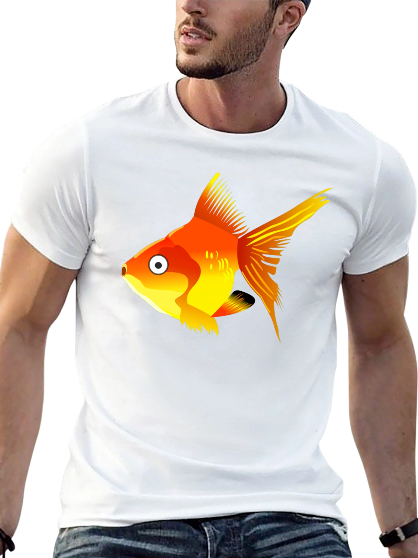 Goldfish Graphic Tee - Black Cotton T-Shirt