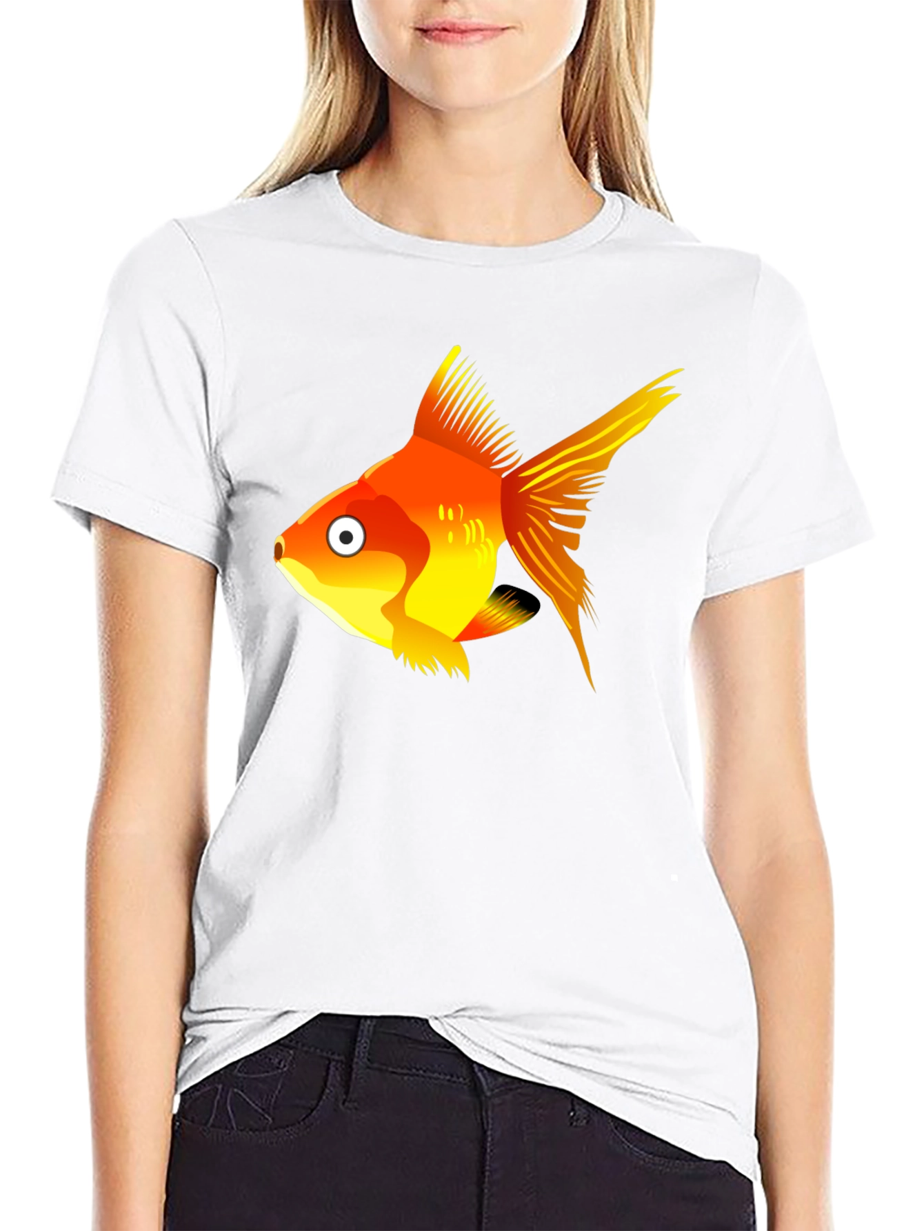 Goldfish Graphic Tee - Black Cotton T-Shirt
