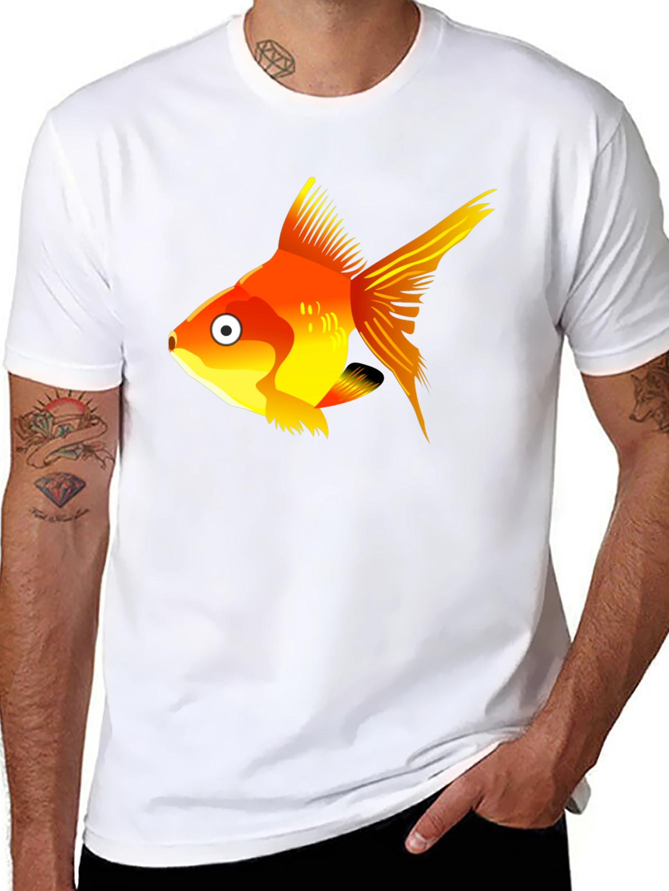Goldfish Graphic Tee - Black Cotton T-Shirt