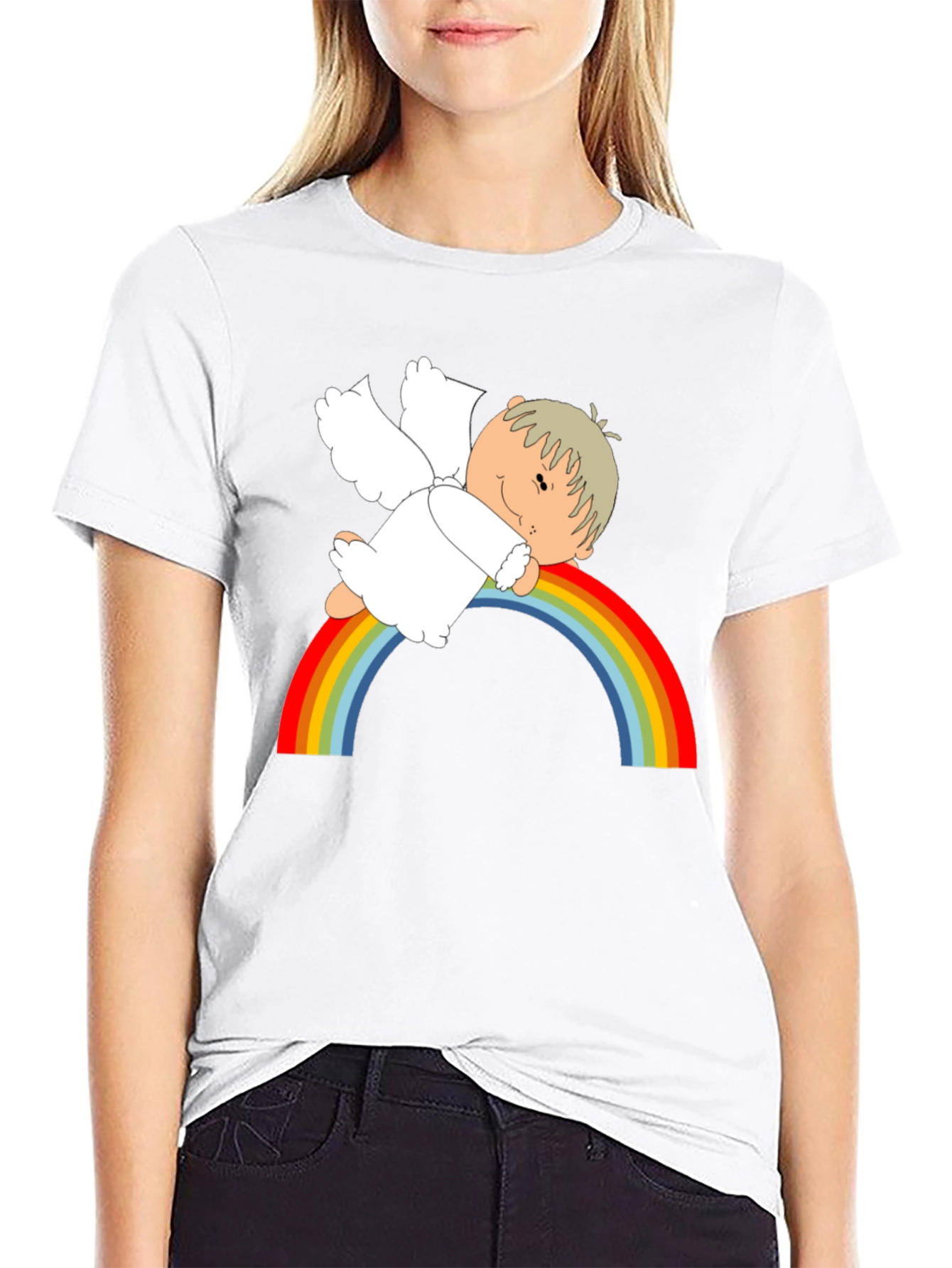 Cute Angel Rainbow Graphic T-Shirt