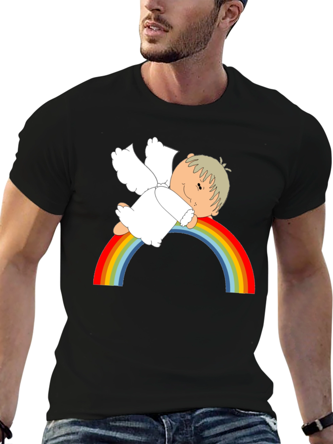 Cute Angel Rainbow Graphic T-Shirt