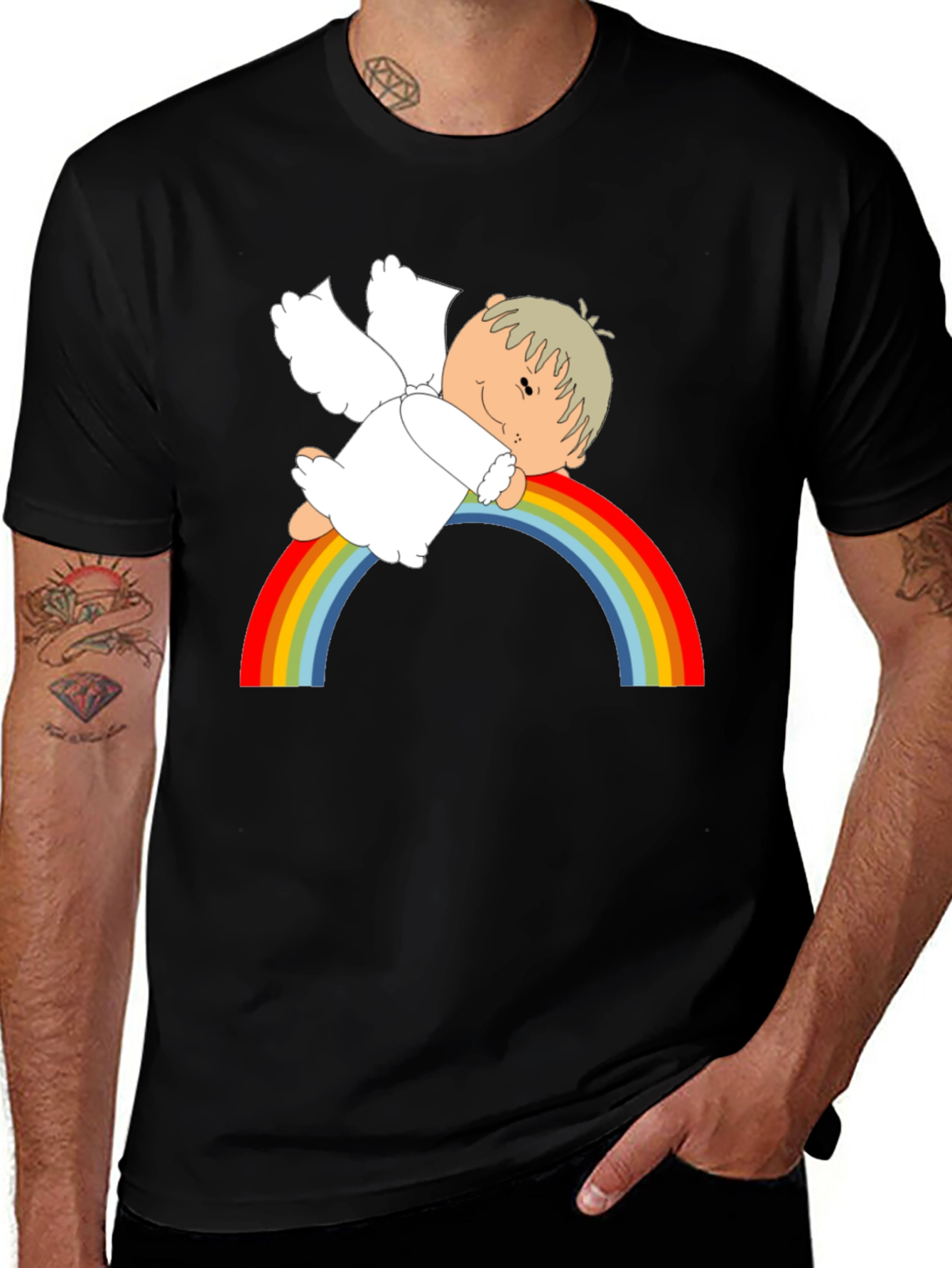 Cute Angel Rainbow Graphic T-Shirt