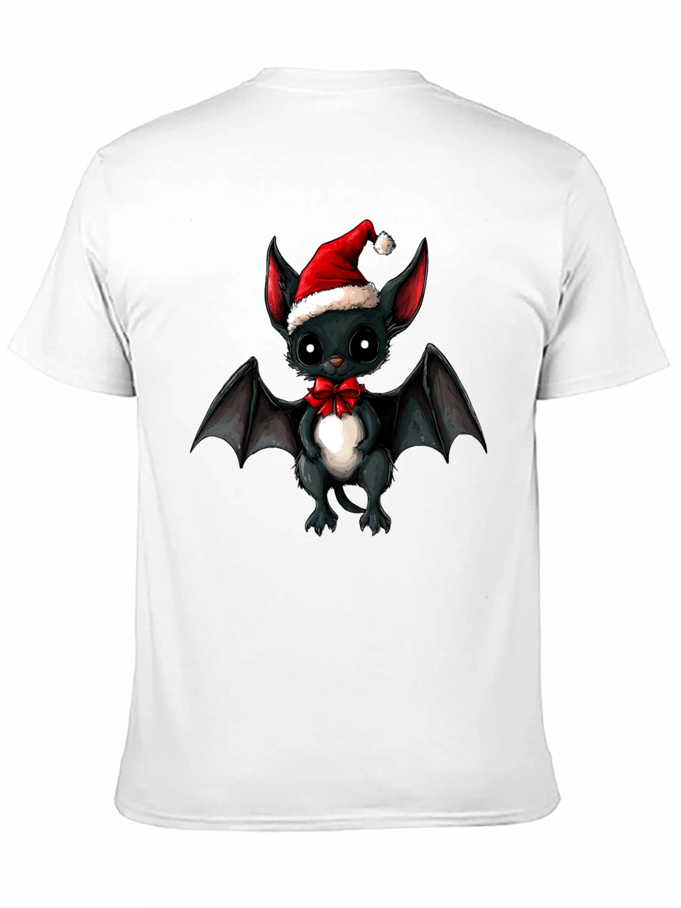 Cute Bat in Santa Hat Graphic Tee