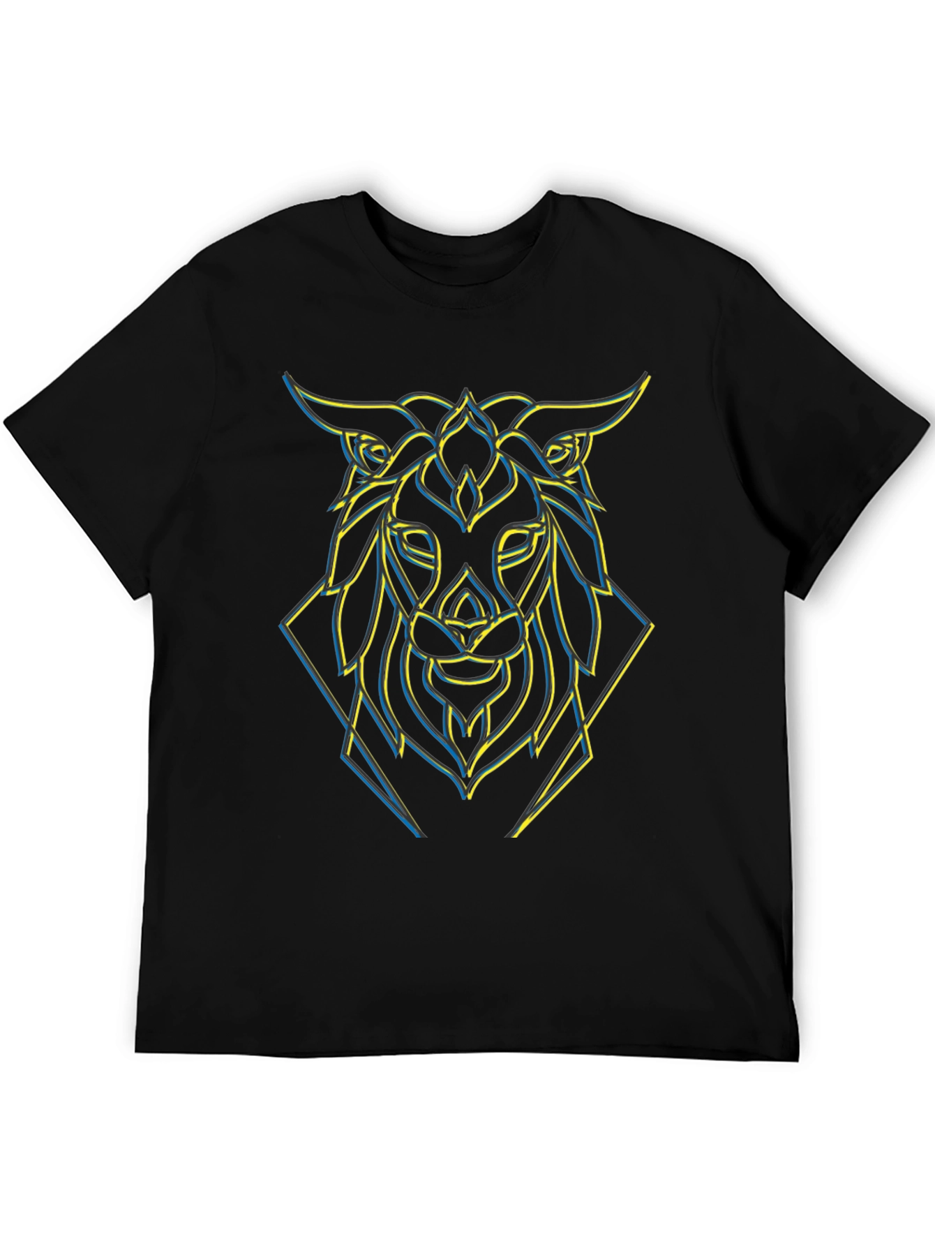 Geometric Lion Graphic Black Tee