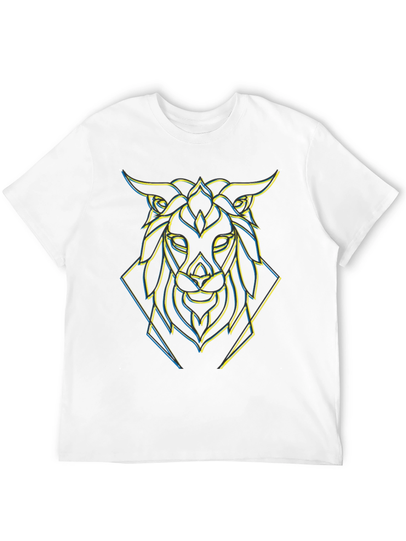 Geometric Lion Graphic Black Tee