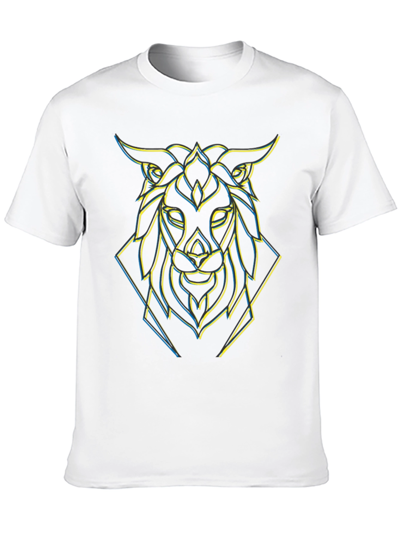 Geometric Lion Graphic Black Tee