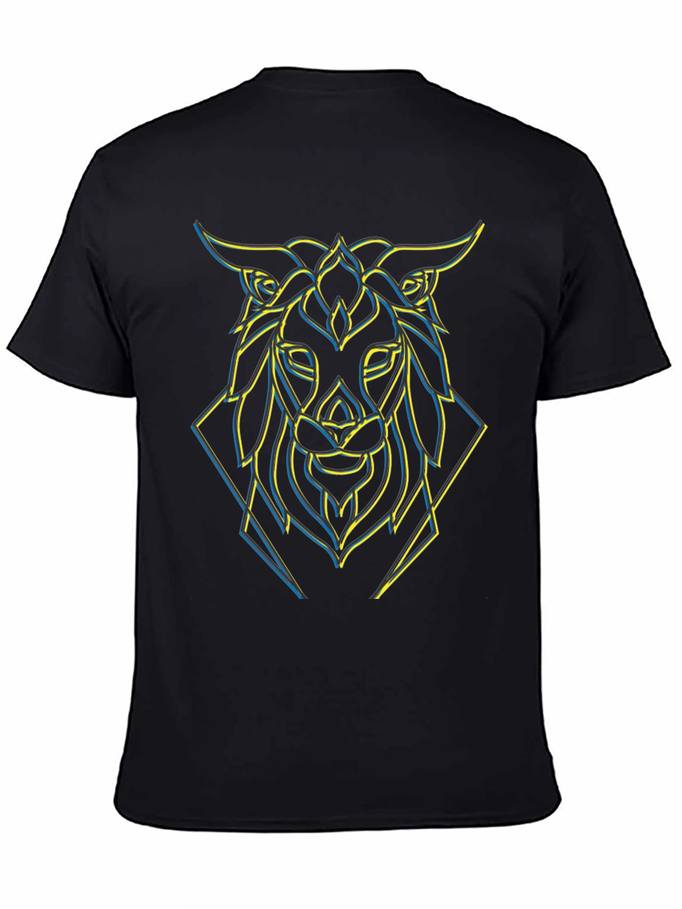 Geometric Lion Graphic Black Tee