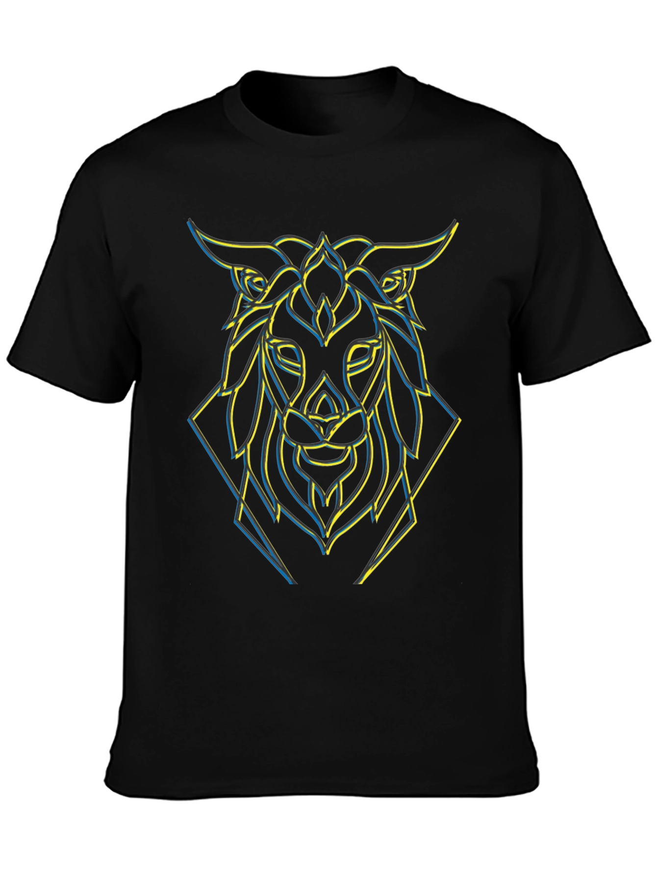 Geometric Lion Graphic Black Tee