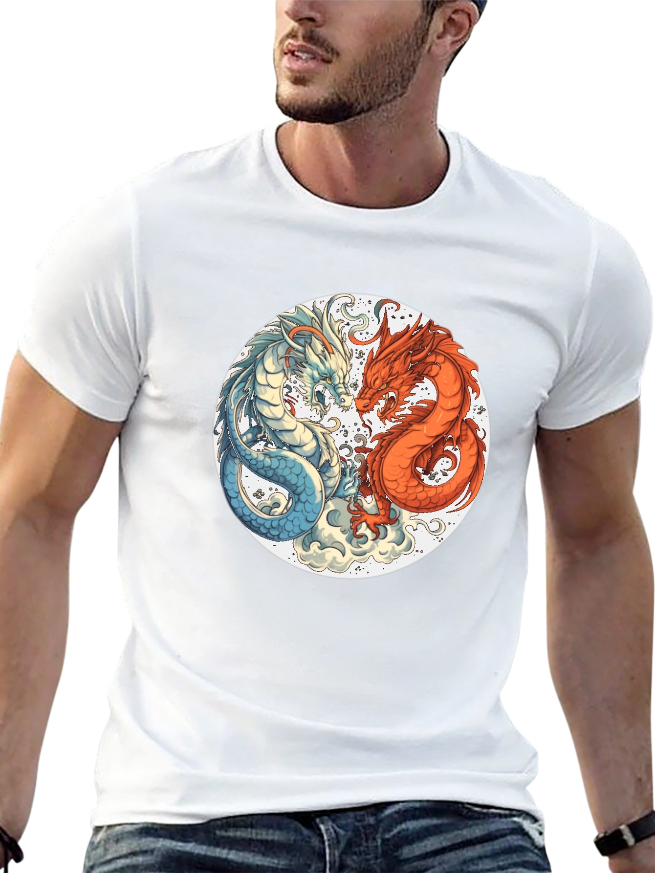 Yin Yang Dragons Graphic Tee - Black T-Shirt
