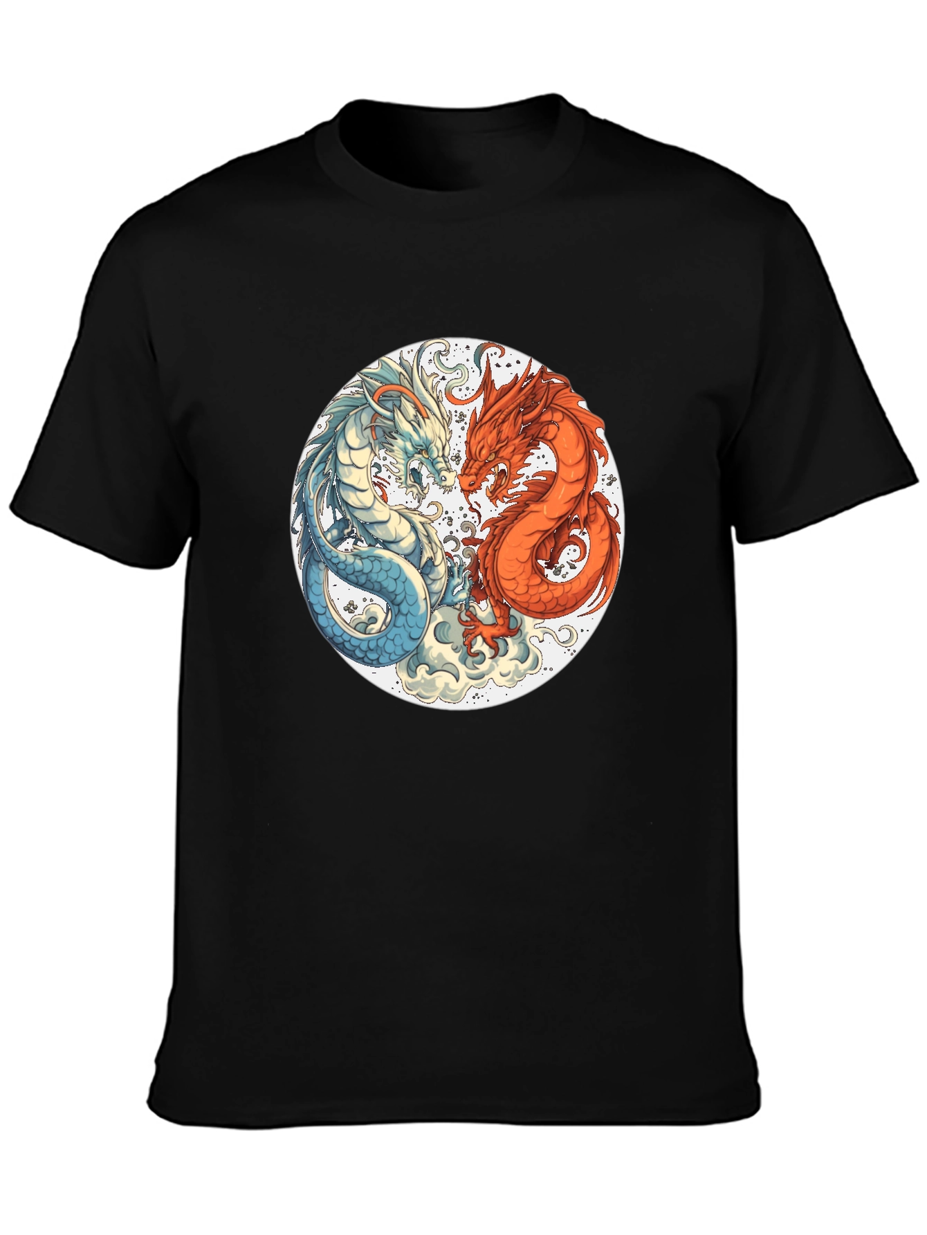 Yin Yang Dragons Graphic Tee - Black T-Shirt