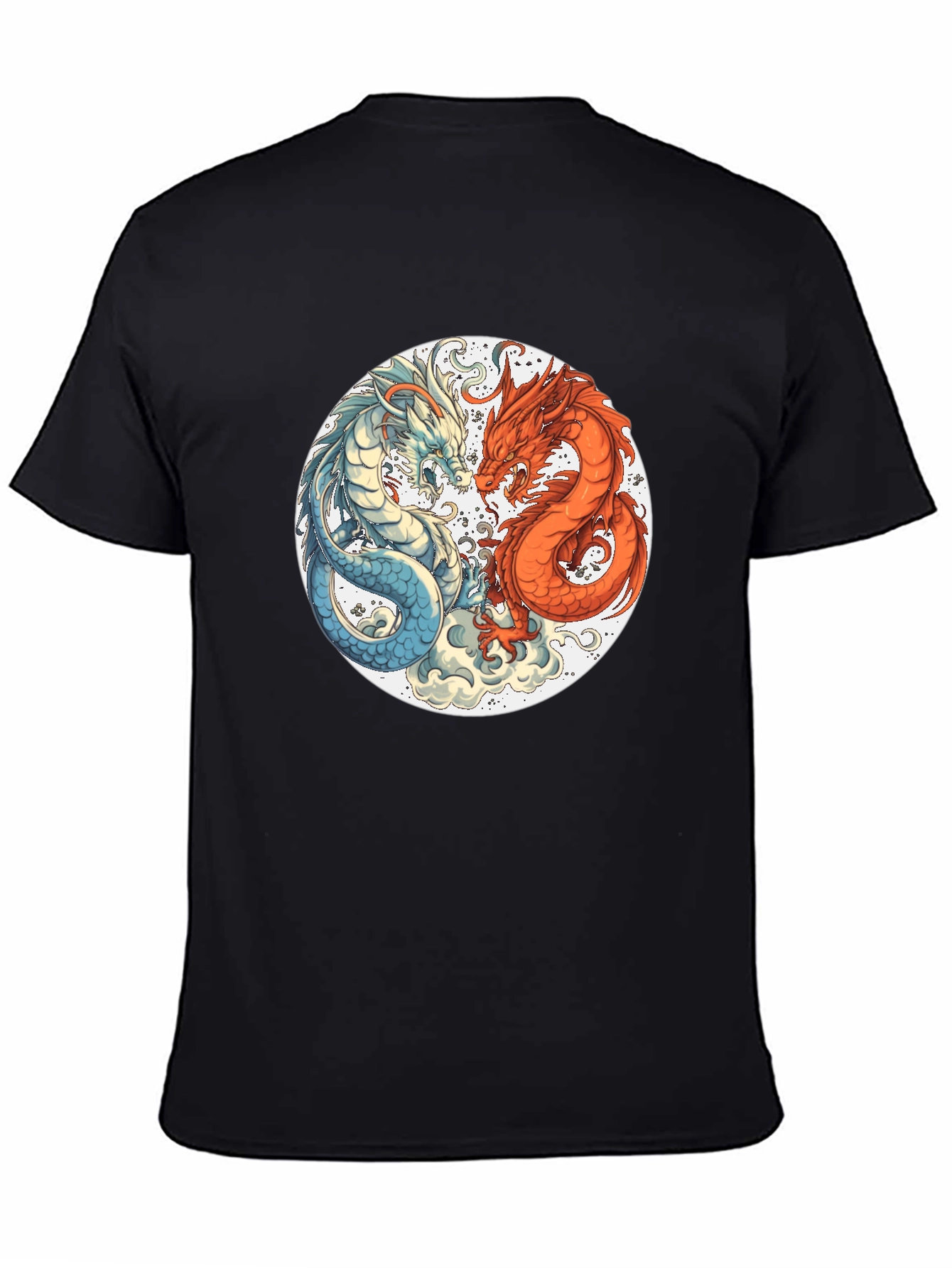 Yin Yang Dragons Graphic Tee - Black T-Shirt