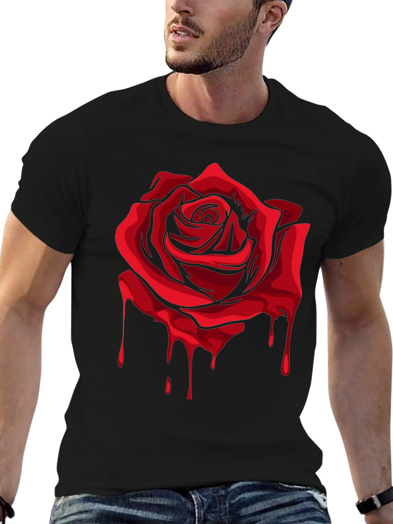 Bleeding Rose Graphic T-Shirt - Black