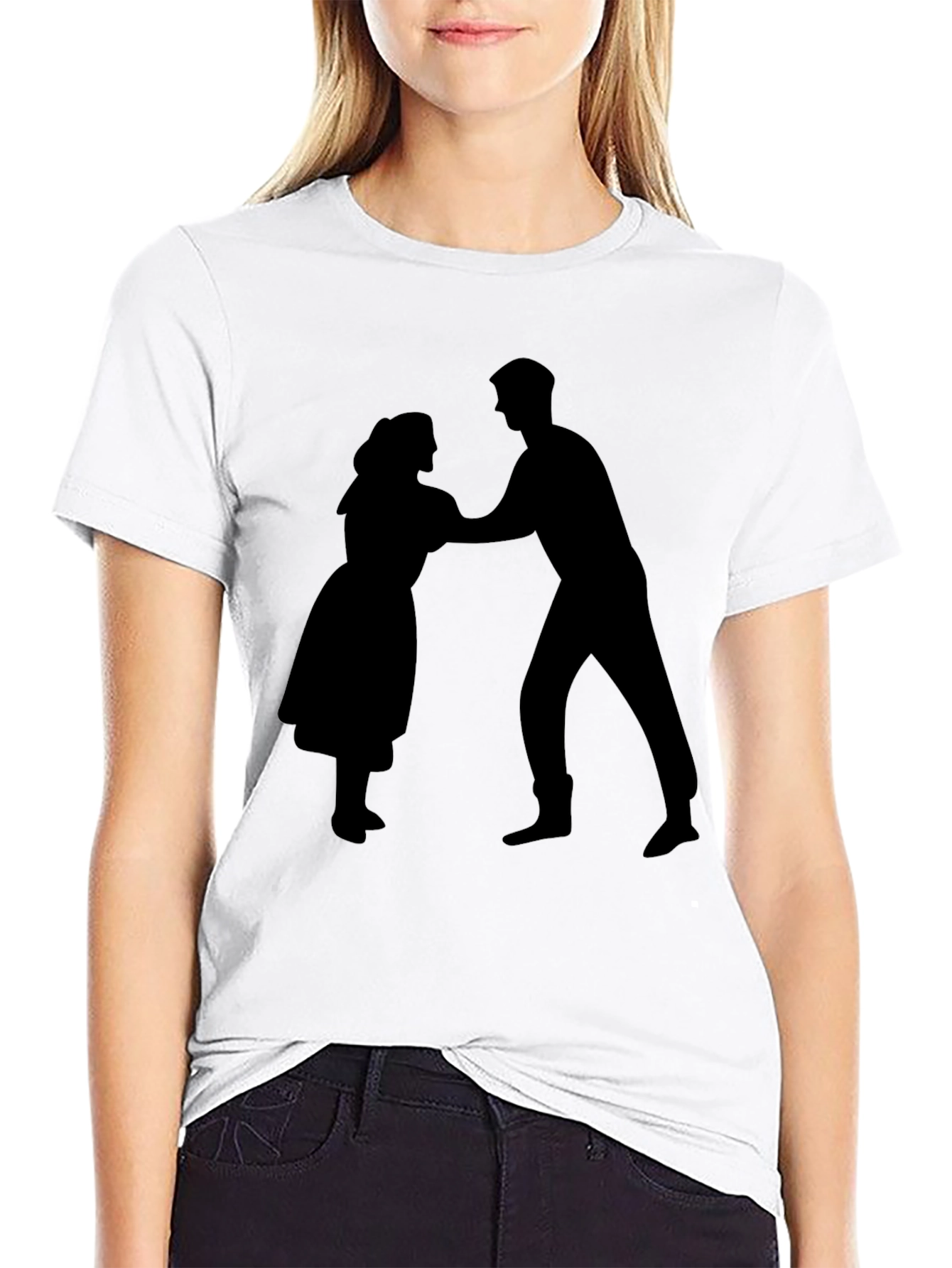 Dancing Couple Silhouette T-Shirt - Black