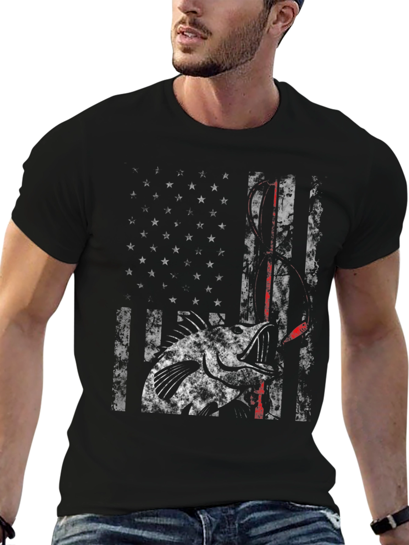 American Flag Bass Fishing T-Shirt