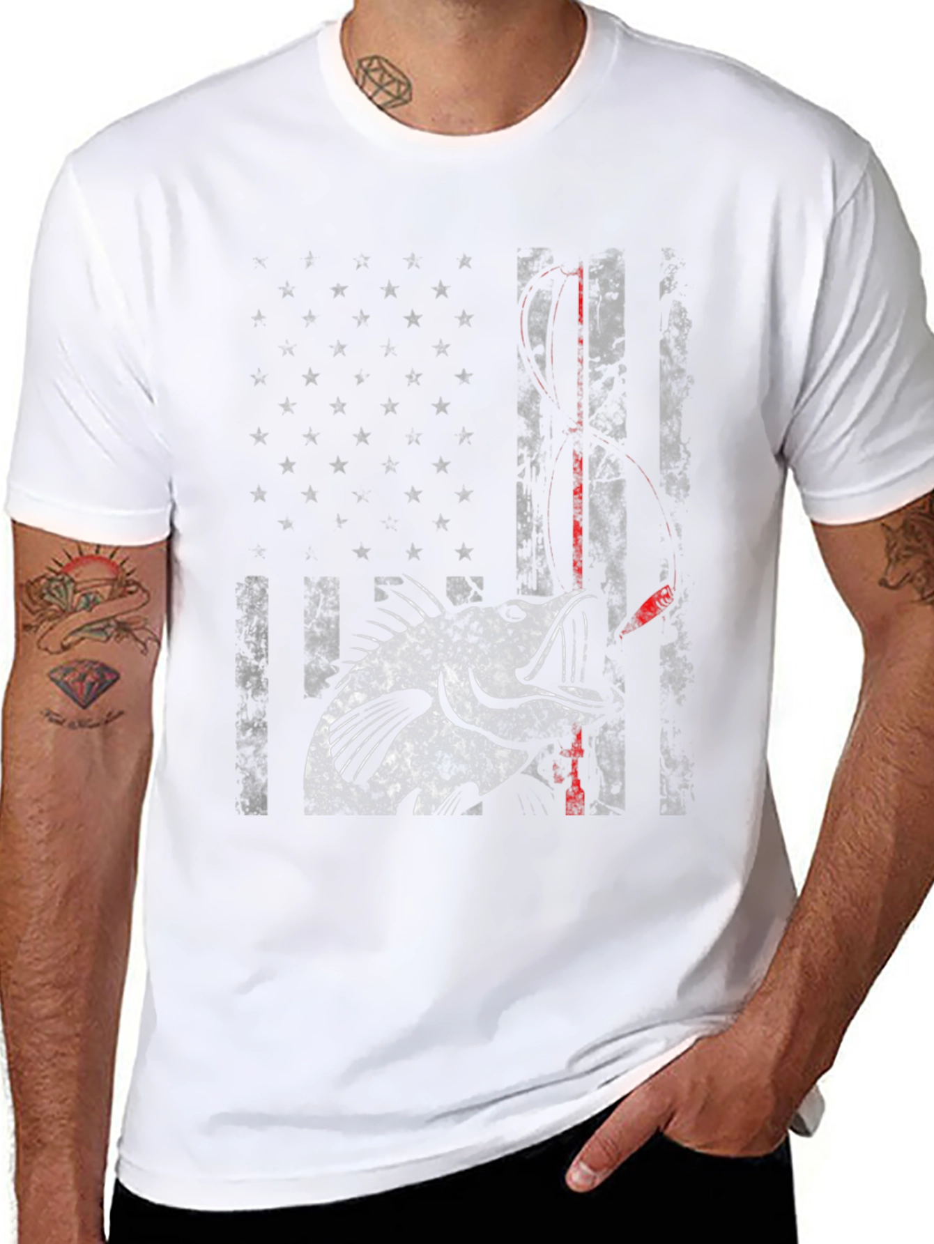 American Flag Bass Fishing T-Shirt