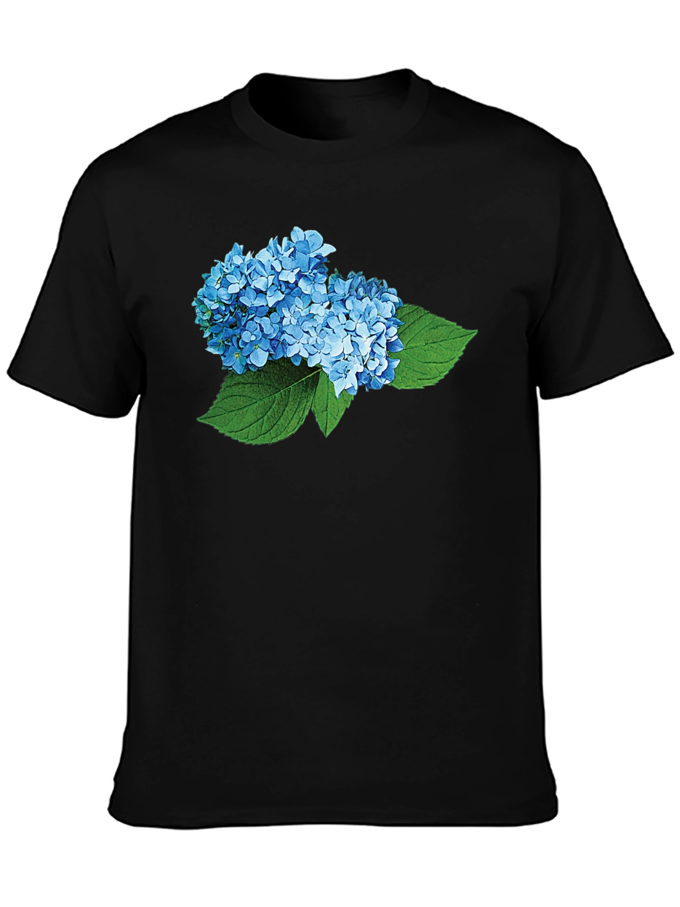 Hydrangea Flower Graphic Black T-Shirt