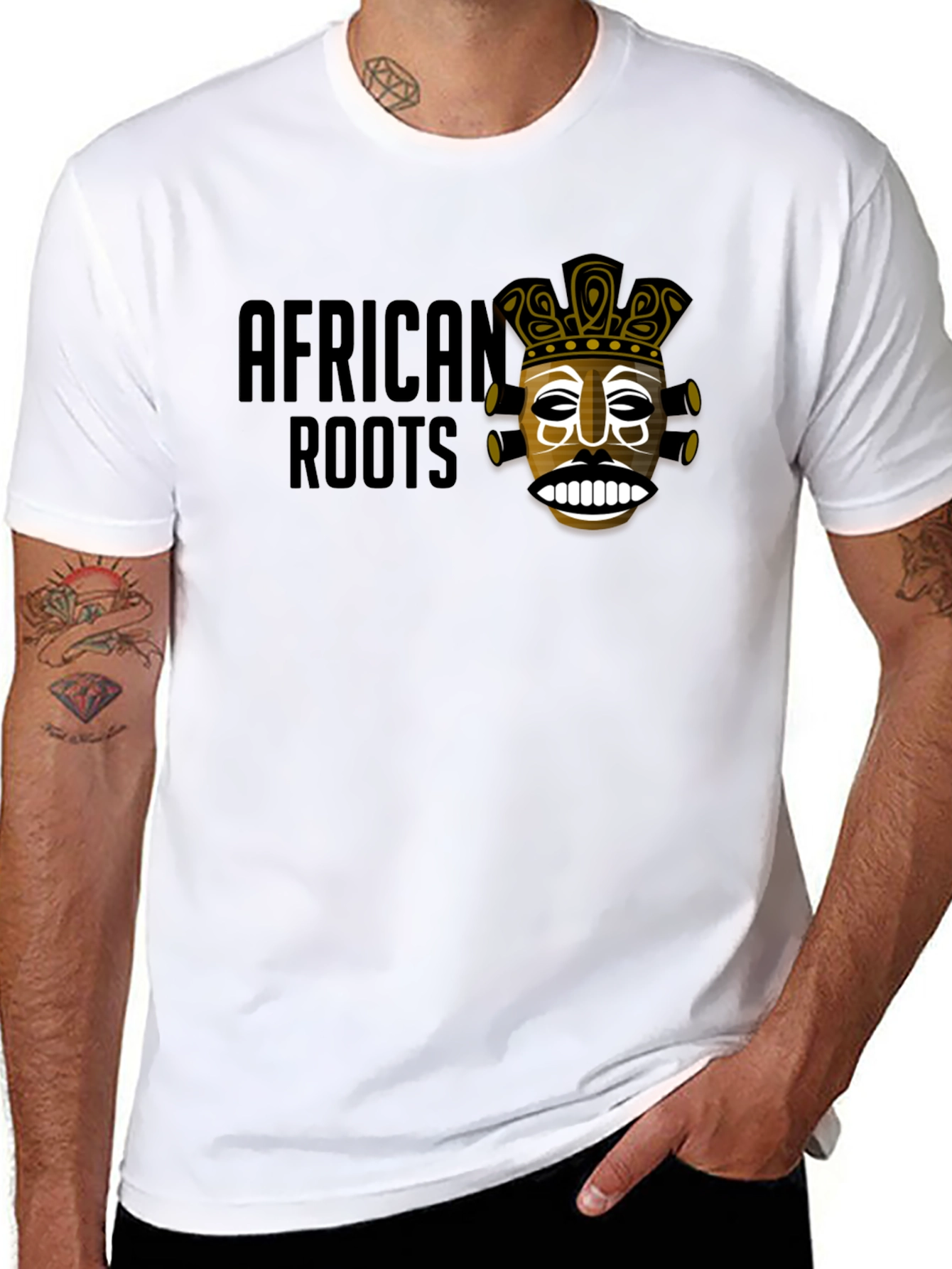 African Roots Graphic Print T-Shirt - Black