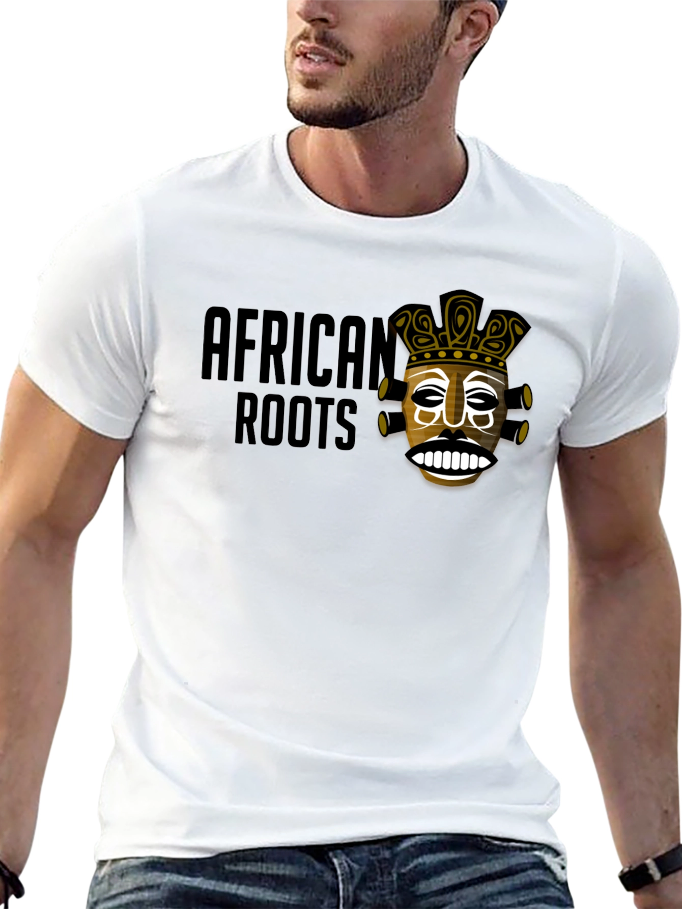 African Roots Graphic Print T-Shirt - Black