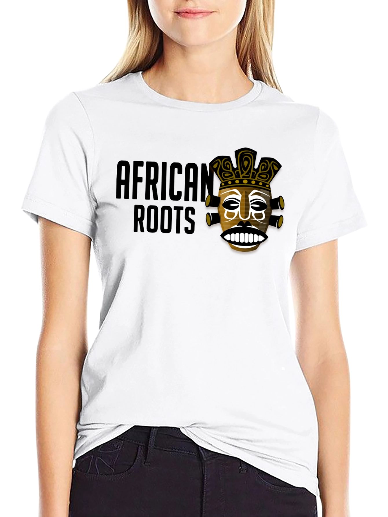 African Roots Graphic Print T-Shirt - Black