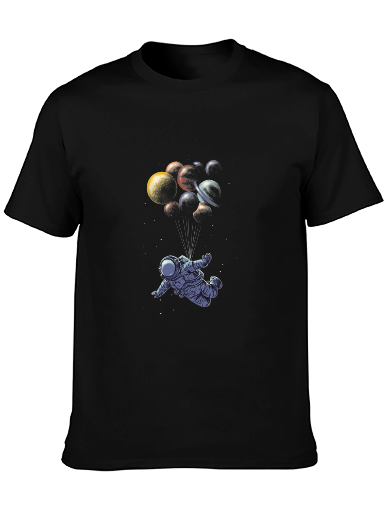 Astronaut Planets T-Shirt - Black Graphic Tee