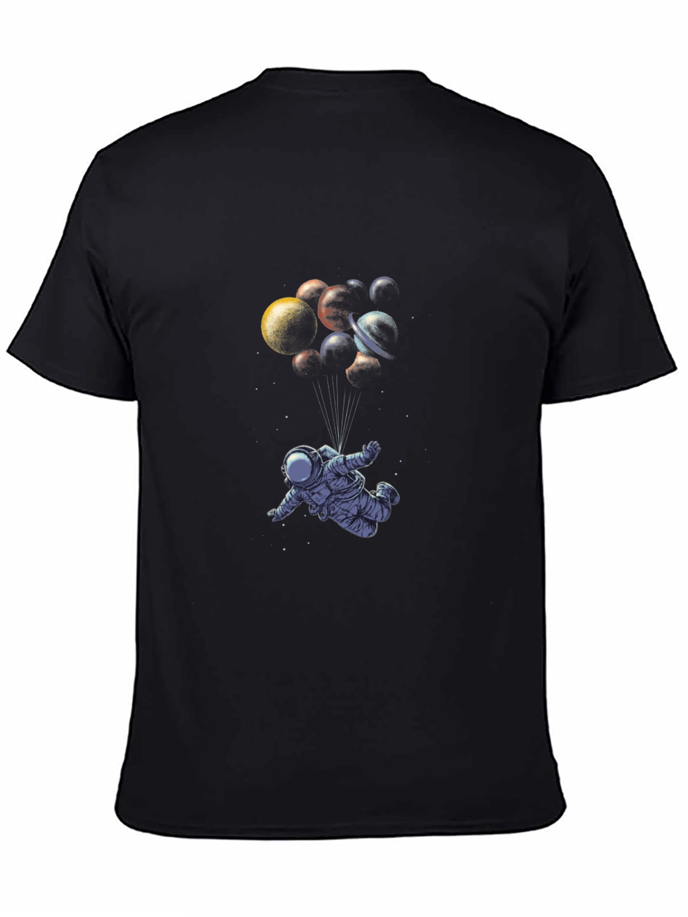 Astronaut Planets T-Shirt - Black Graphic Tee