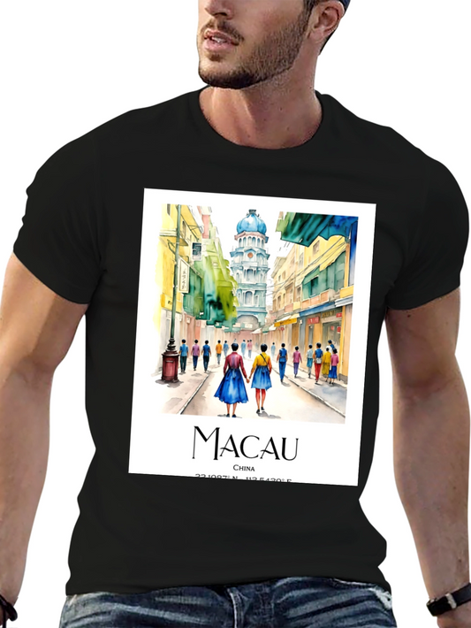 Macau China Watercolor Graphic Tee