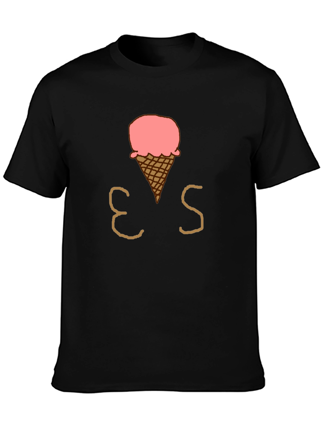 Ice Cream Cone Graphic T-Shirt - Casual Black Tee