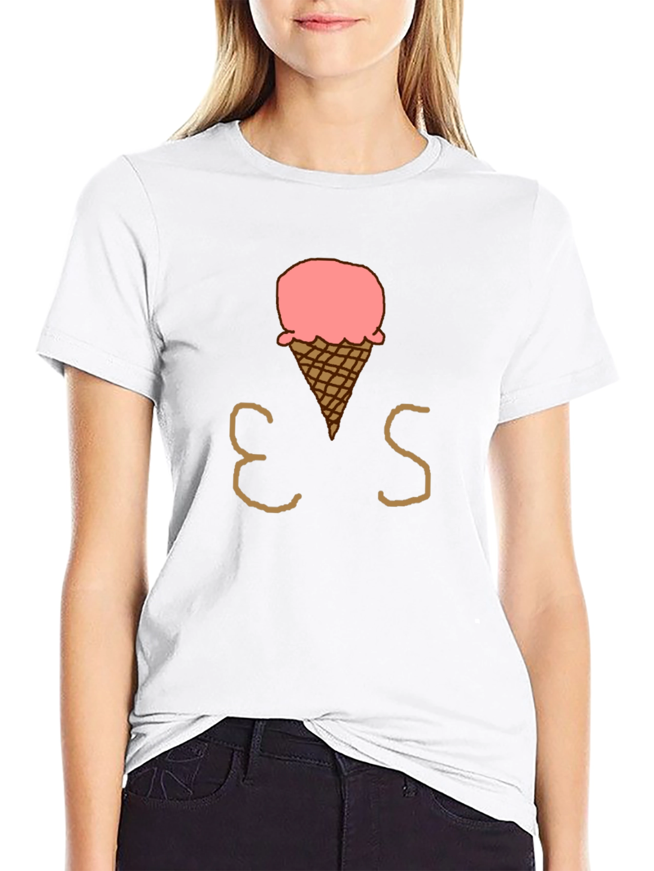 Ice Cream Cone Graphic T-Shirt - Casual Black Tee