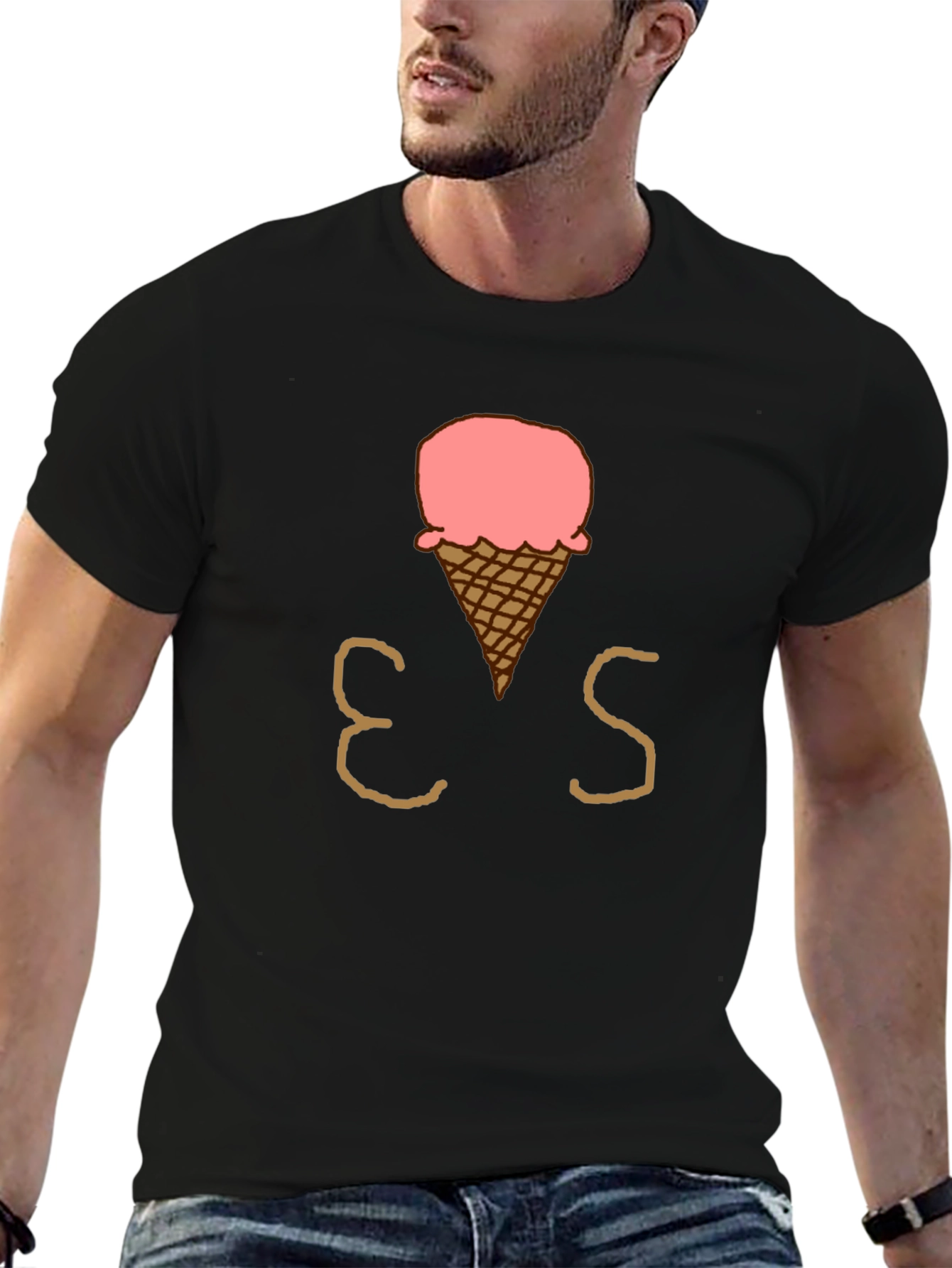 Ice Cream Cone Graphic T-Shirt - Casual Black Tee