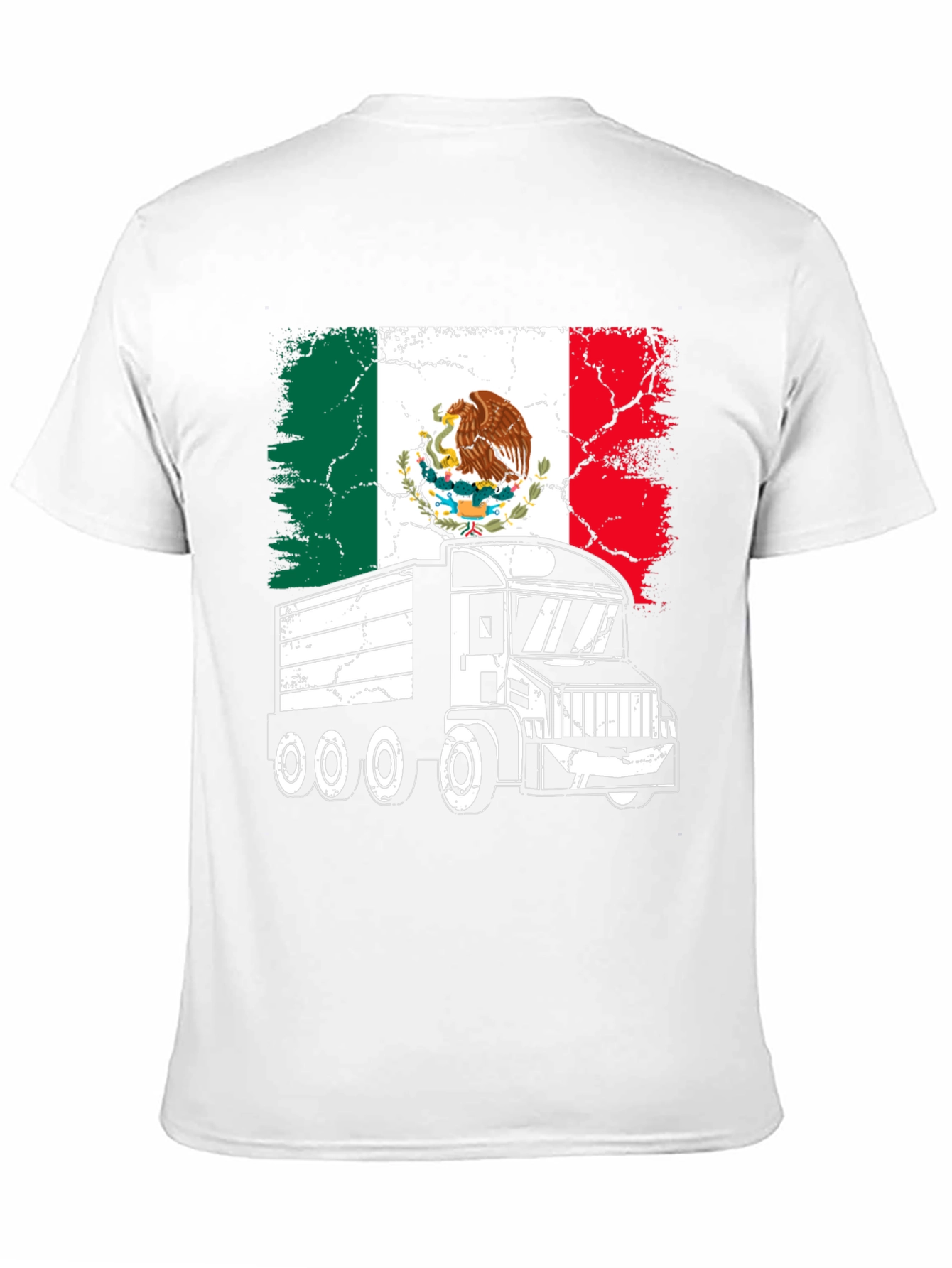 Mexican Flag Trucker T-Shirt - Black Graphic Tee