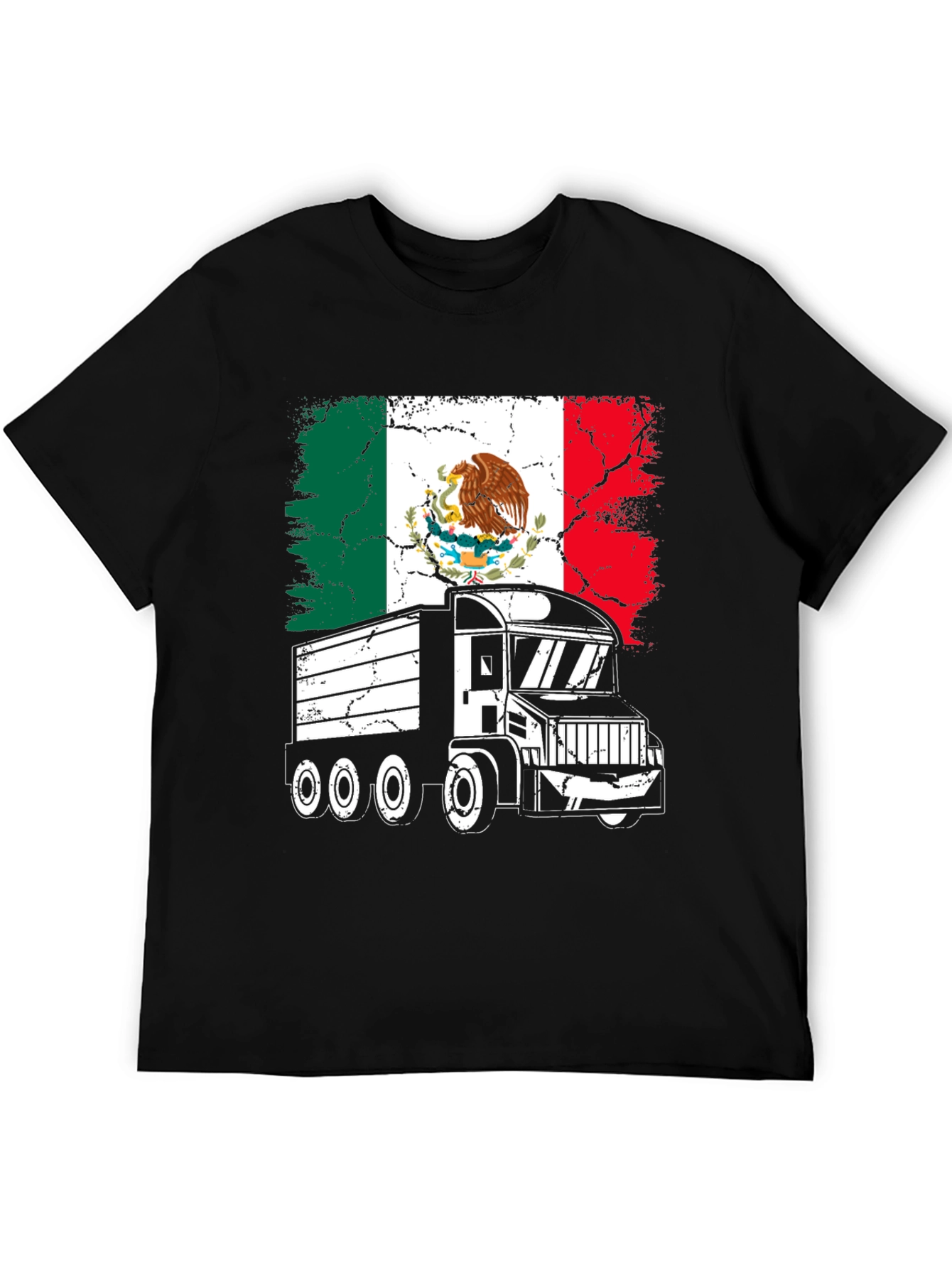 Mexican Flag Trucker T-Shirt - Black Graphic Tee