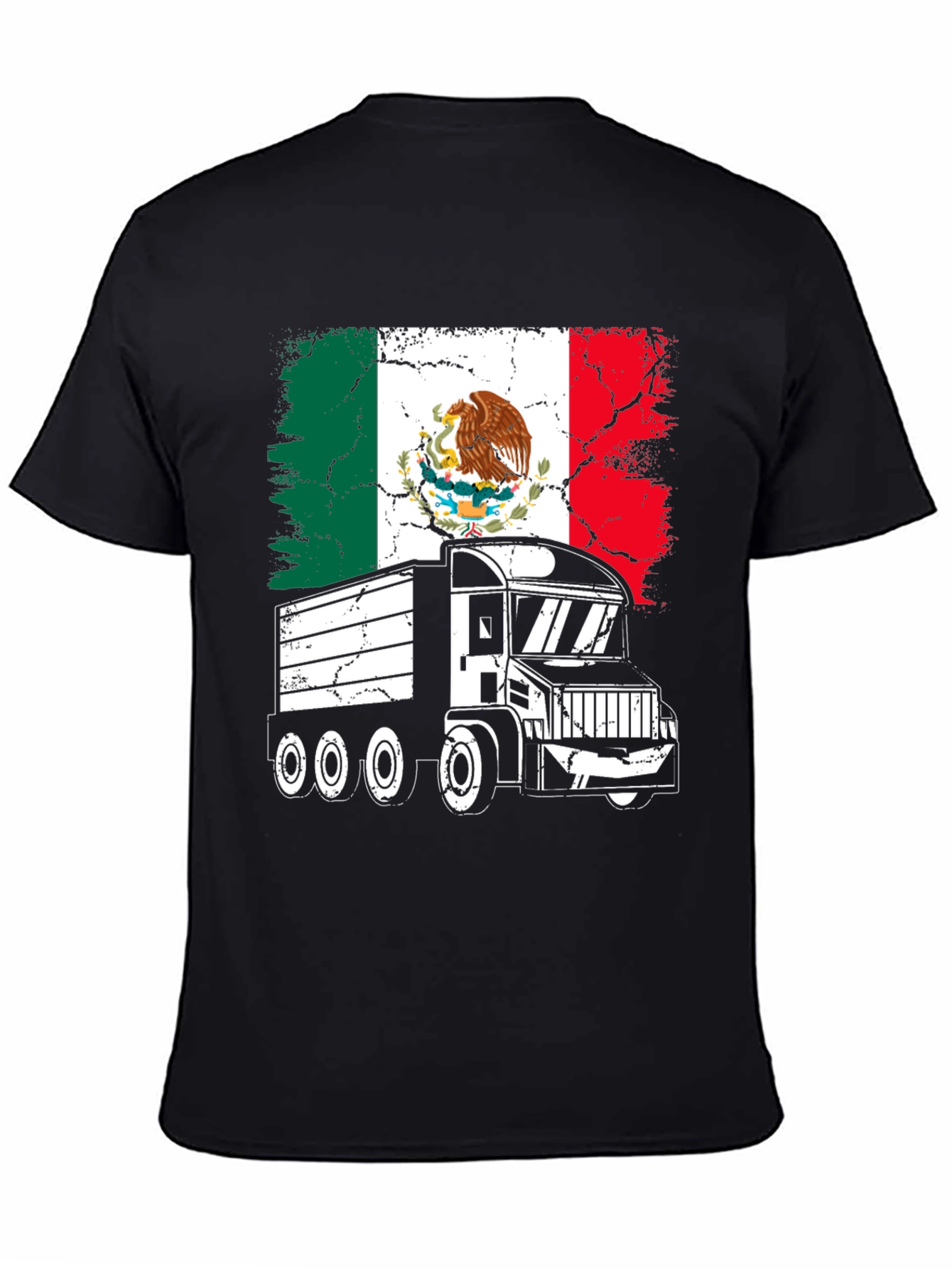 Mexican Flag Trucker T-Shirt - Black Graphic Tee