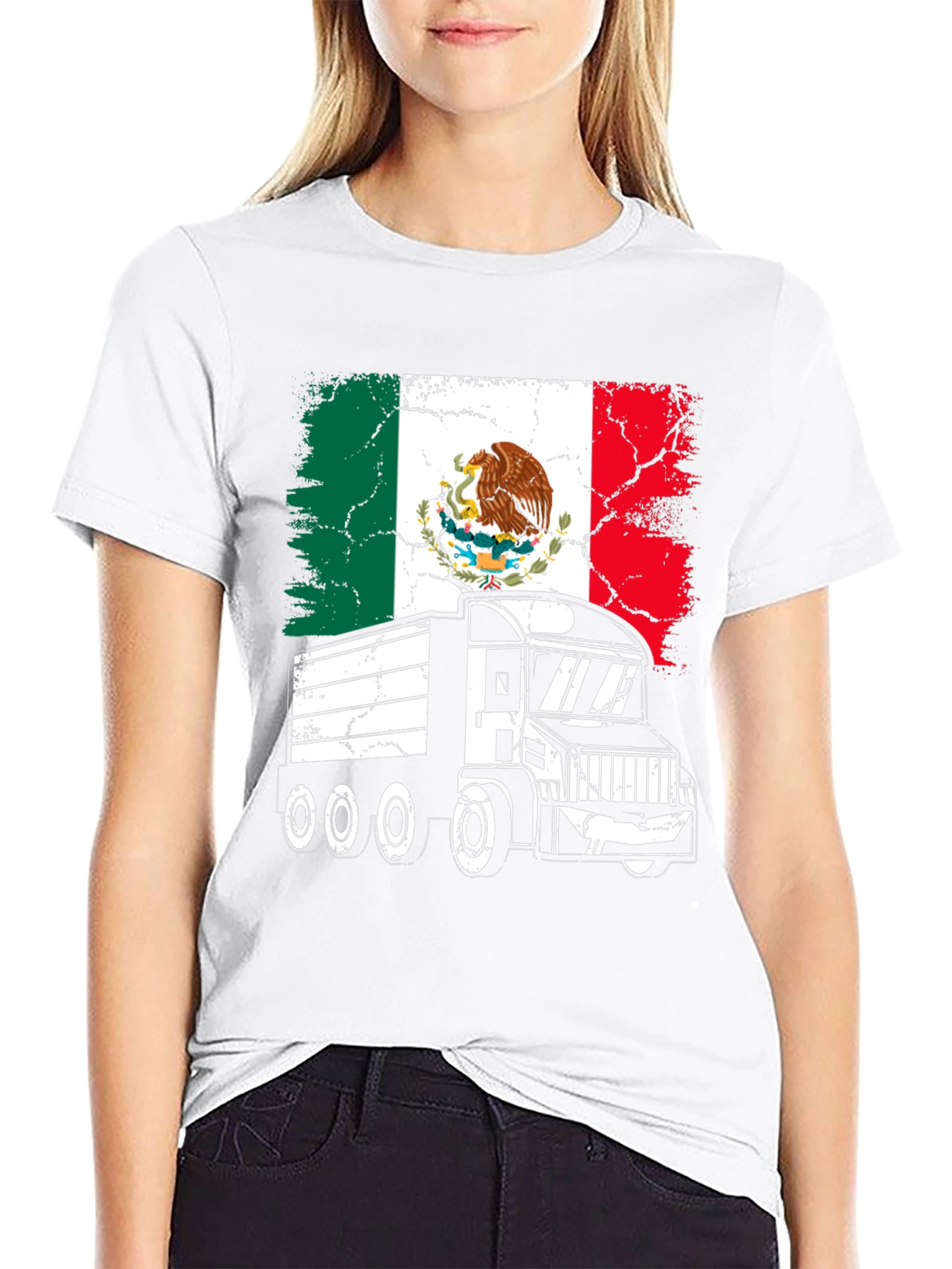 Mexican Flag Trucker T-Shirt - Black Graphic Tee