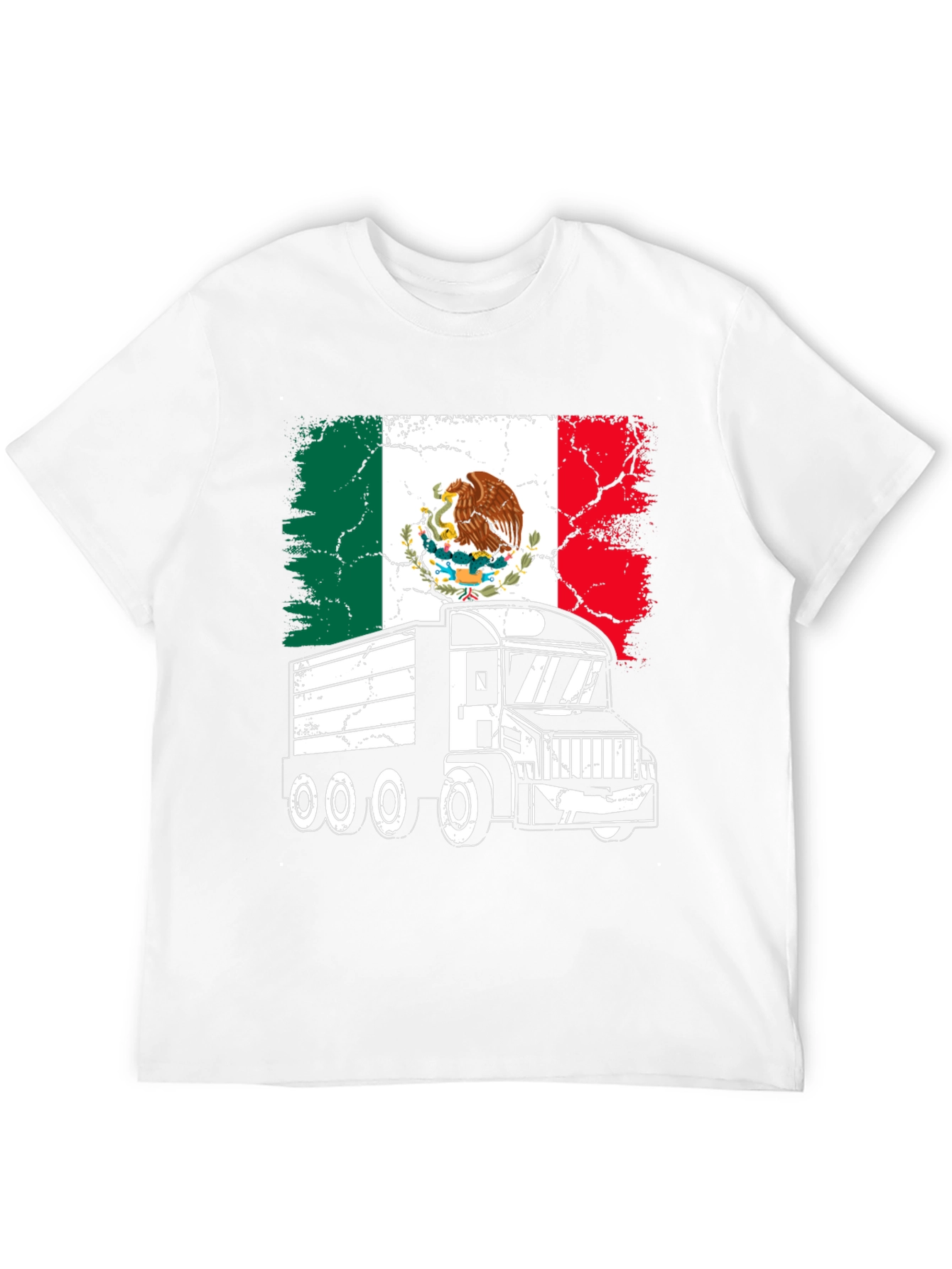 Mexican Flag Trucker T-Shirt - Black Graphic Tee