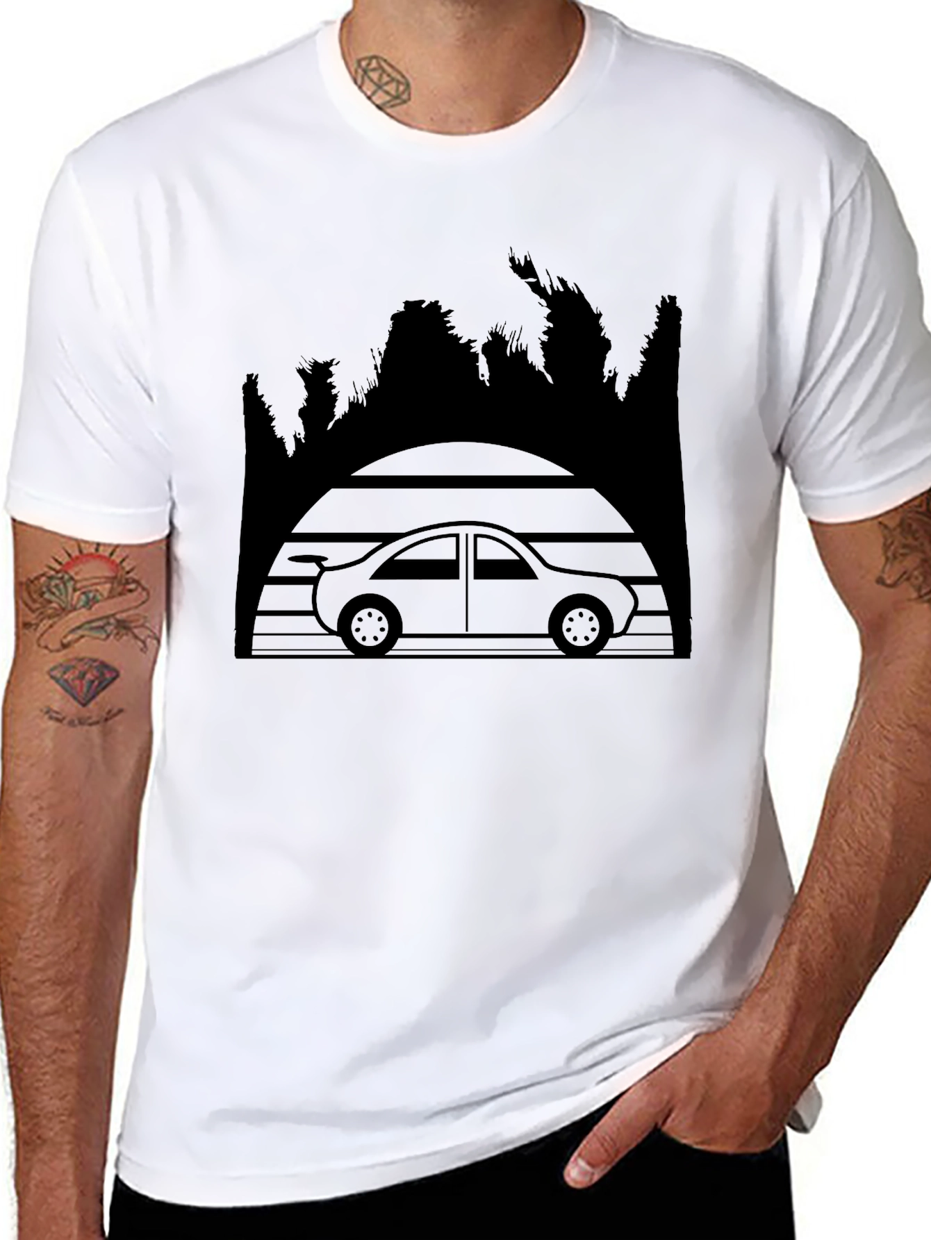 Retro Car T-Shirt - Classic Automotive Silhouette Design