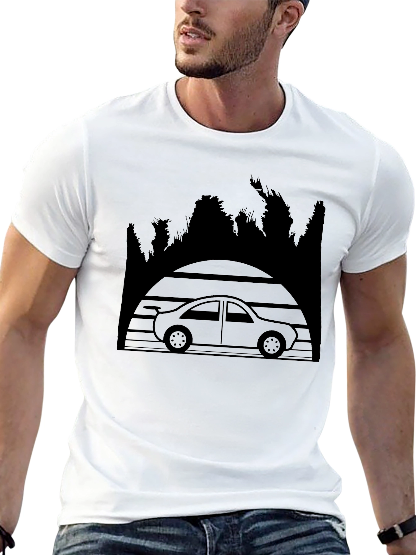 Retro Car T-Shirt - Classic Automotive Silhouette Design