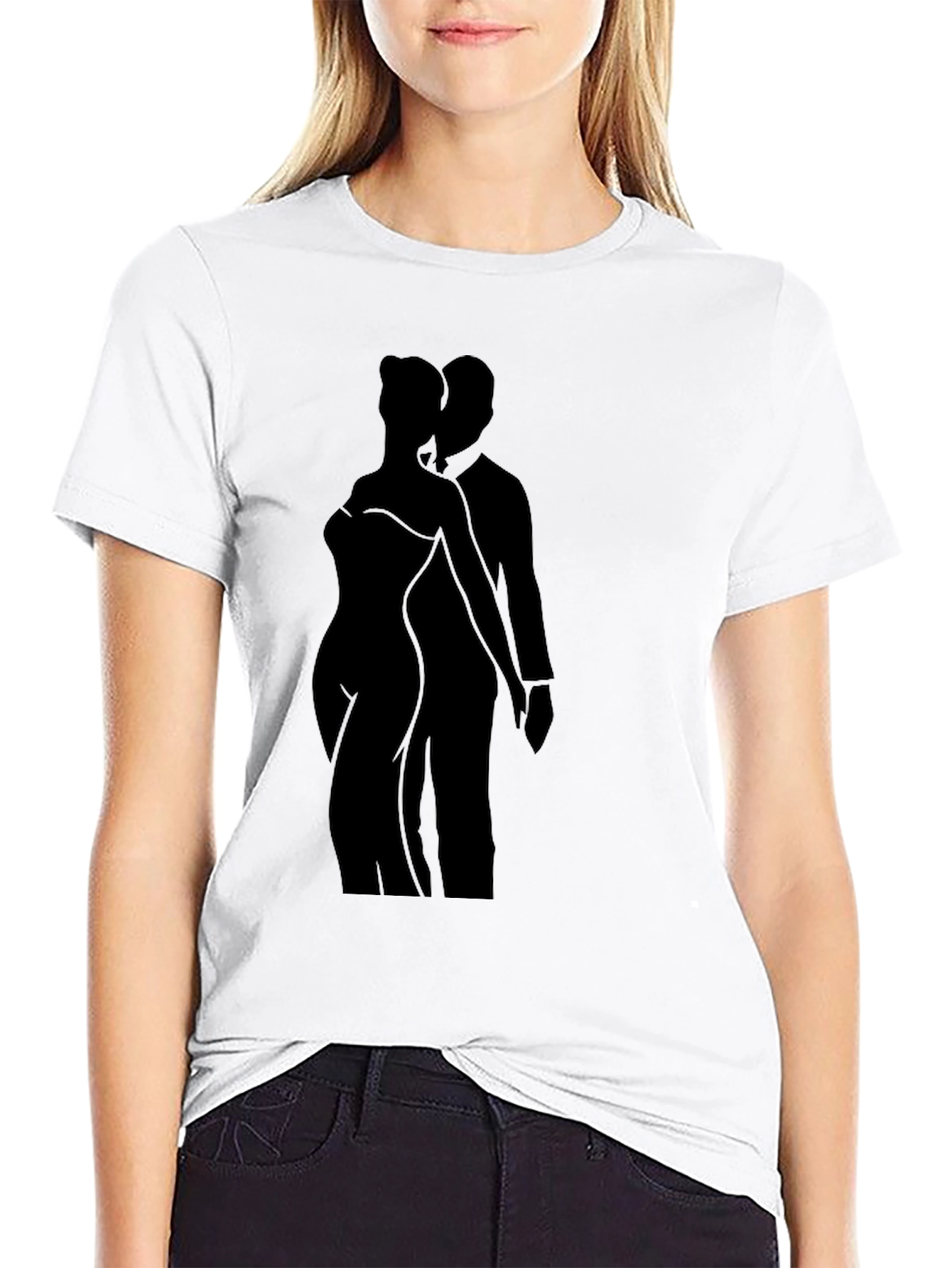 Silhouette Couple Graphic Black T-Shirt