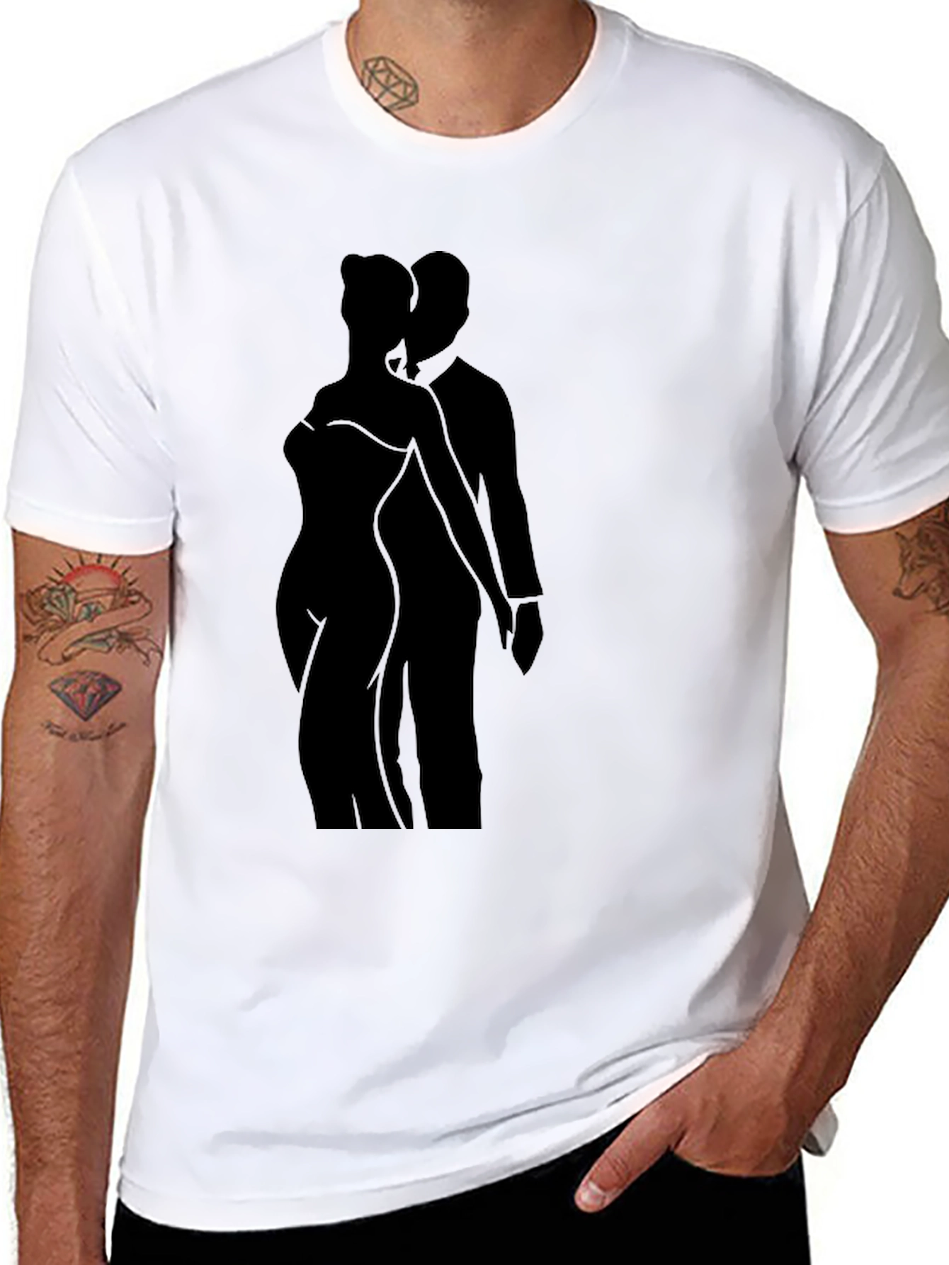 Silhouette Couple Graphic Black T-Shirt