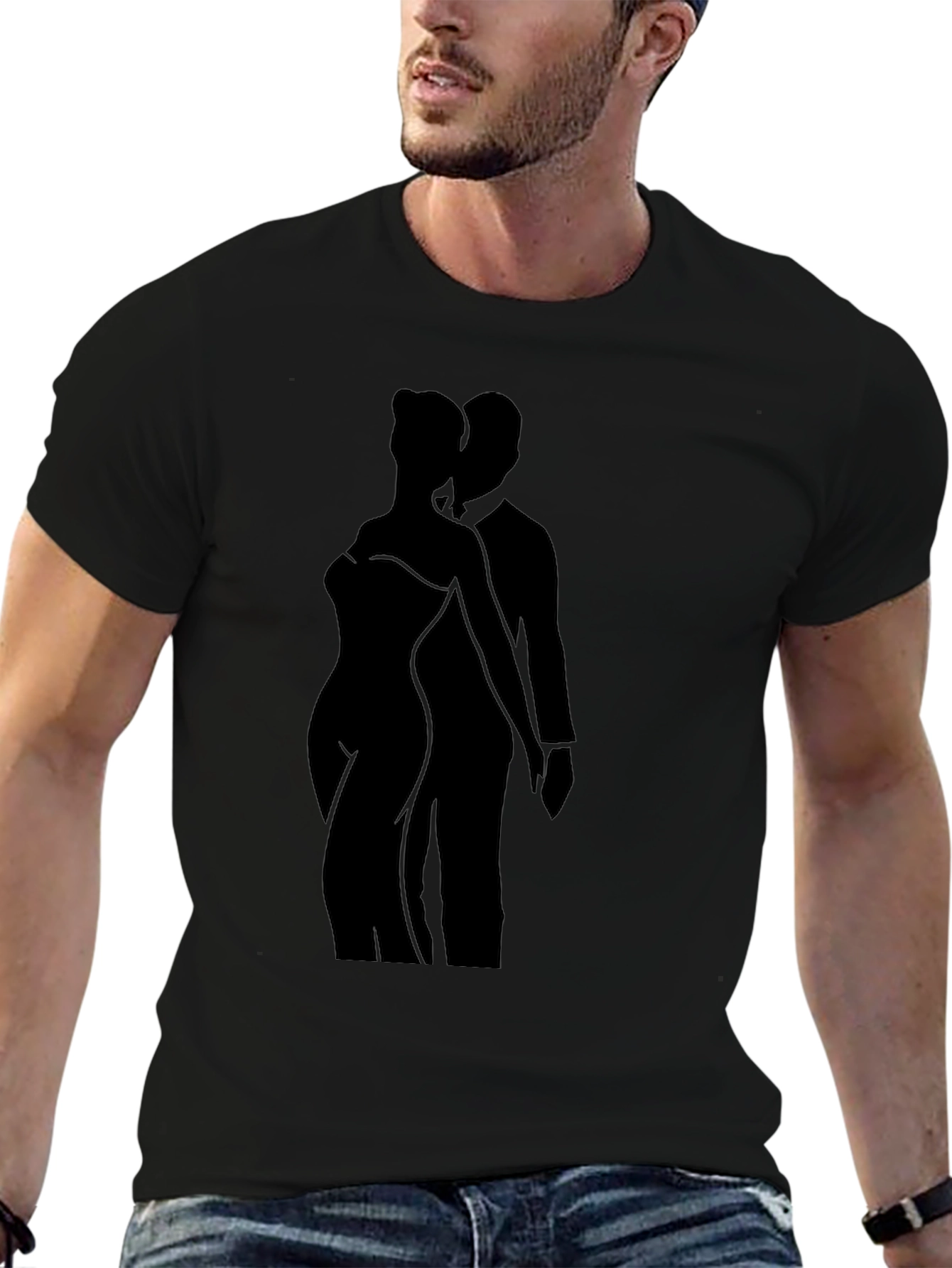 Silhouette Couple Graphic Black T-Shirt