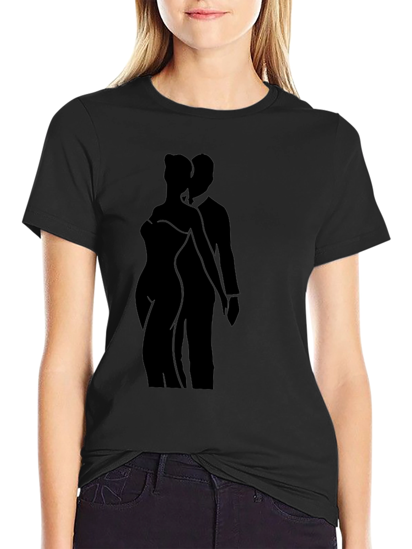 Silhouette Couple Graphic Black T-Shirt
