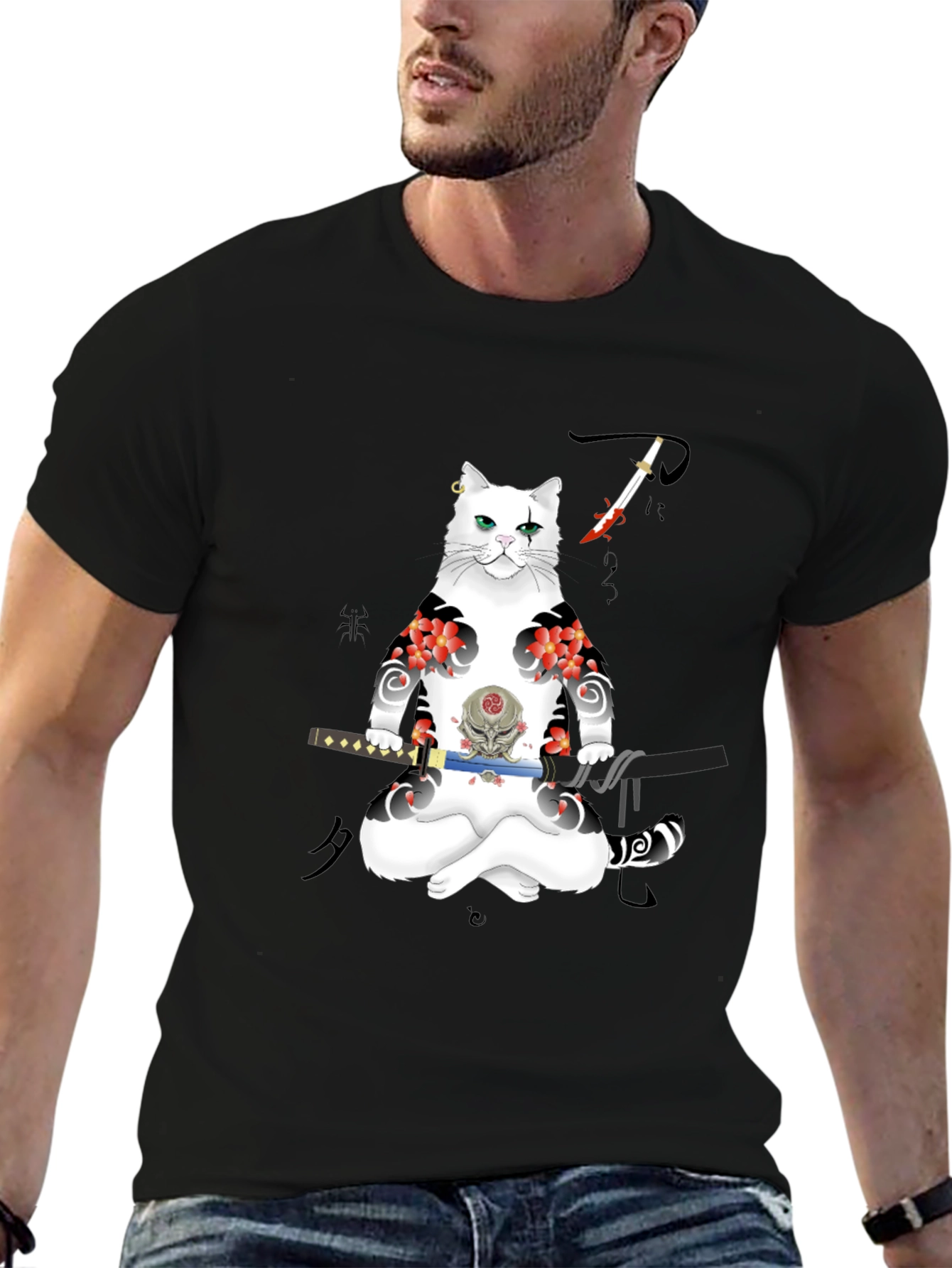 Samurai Cat T-Shirt: Unique Graphic Tee