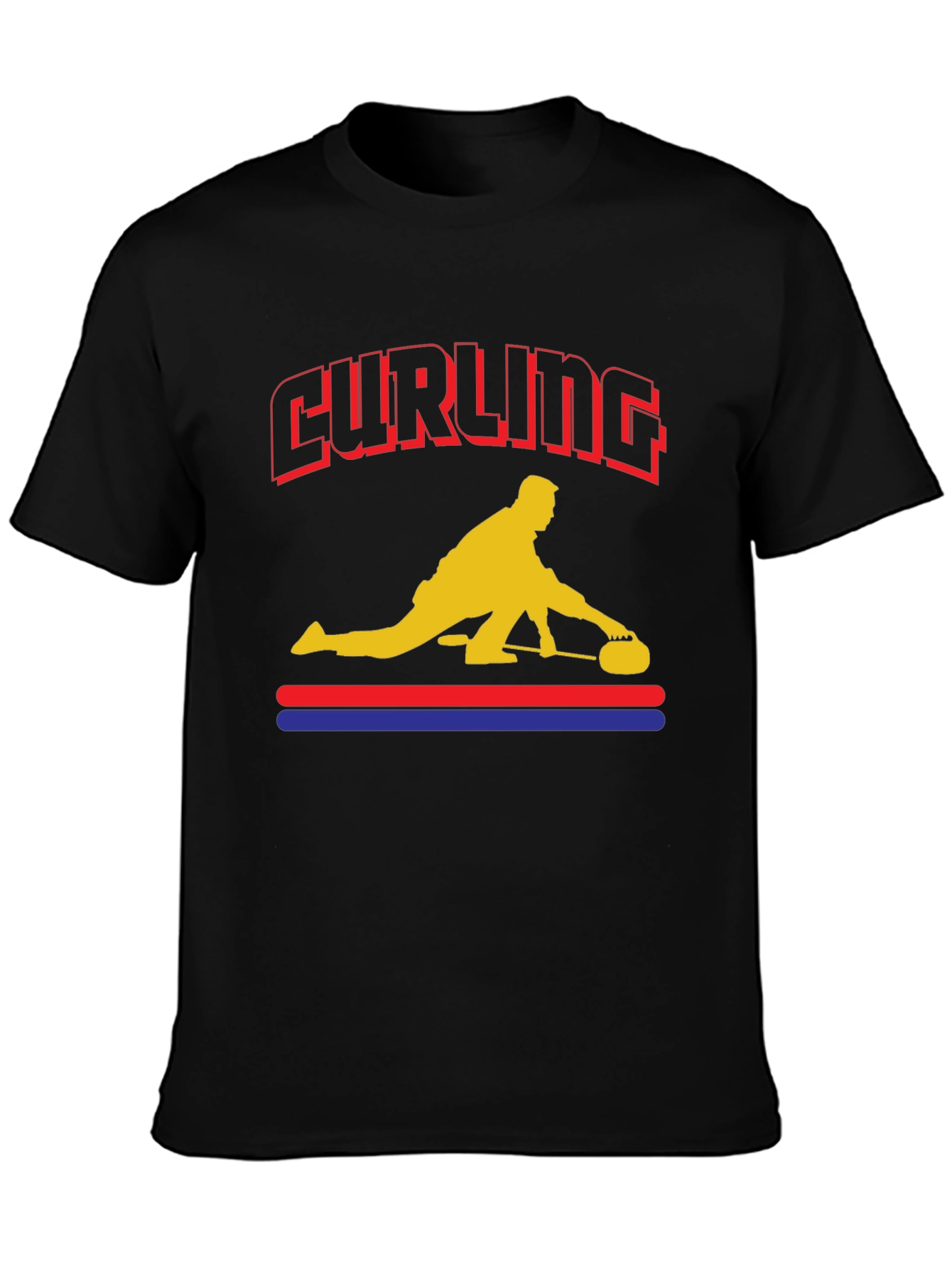 Curling Player Graphic T-Shirt - Novelty Design