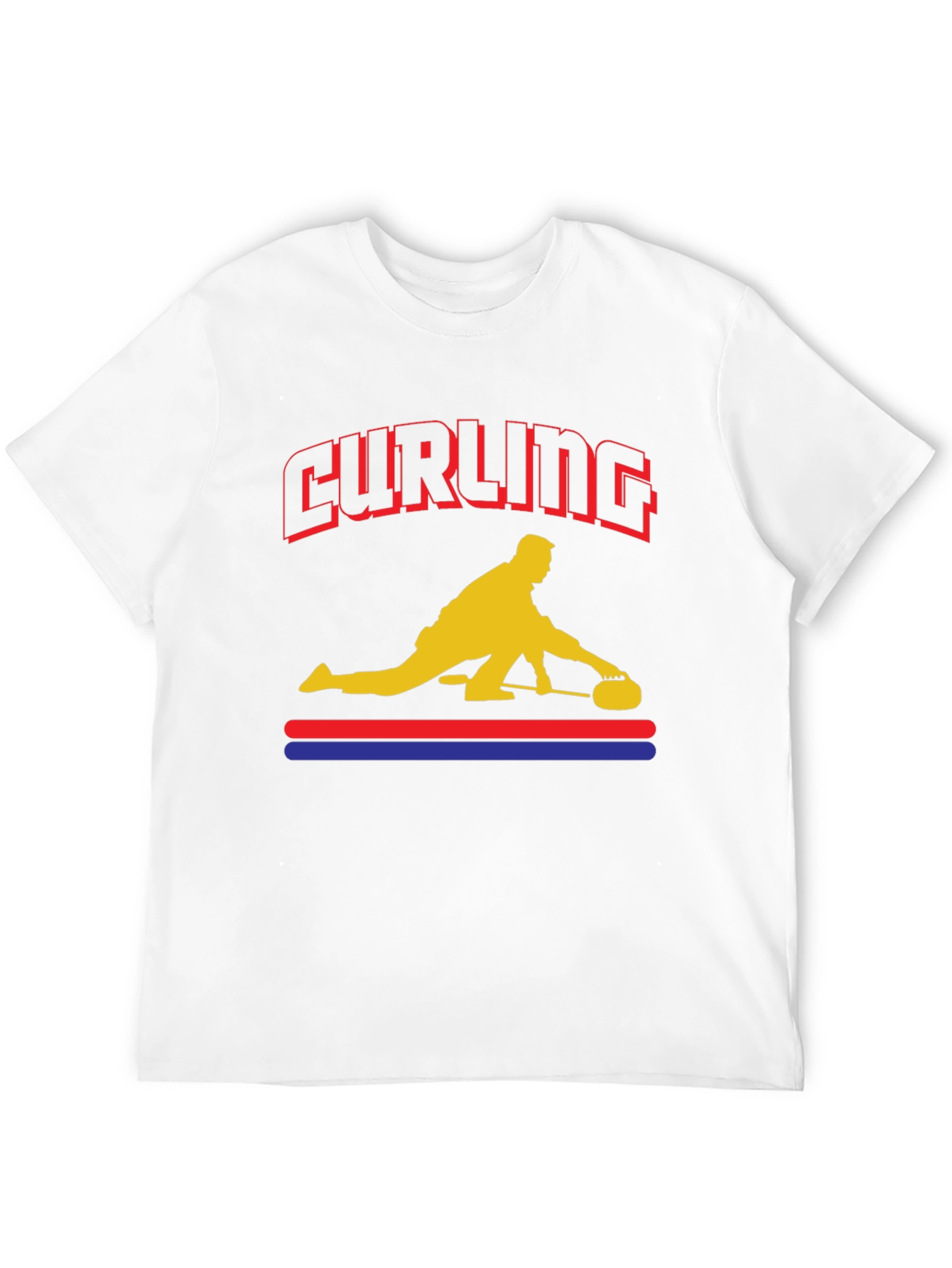 Curling Player Graphic T-Shirt - Novelty Design