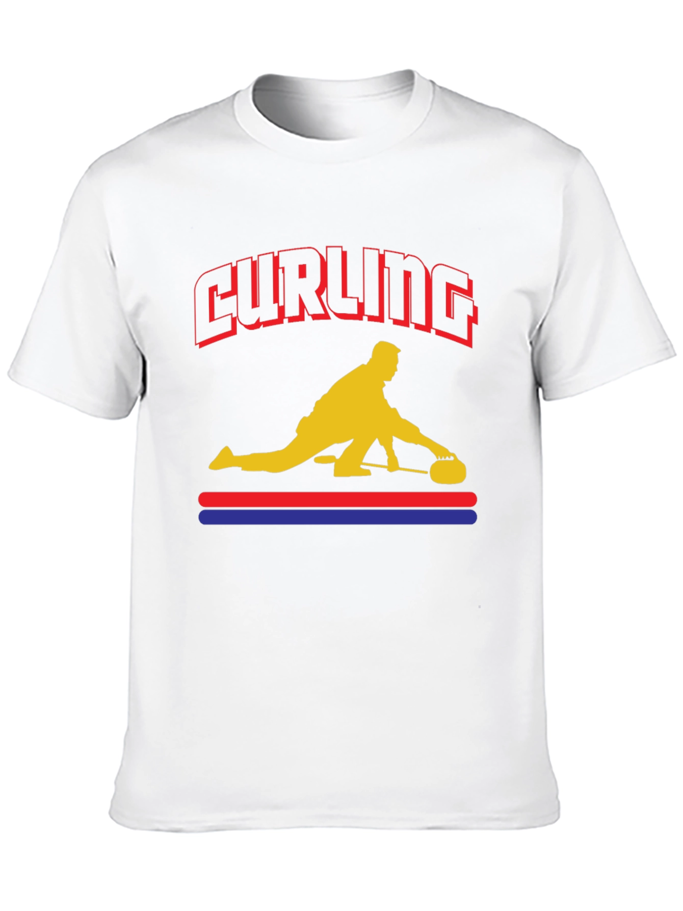 Curling Player Graphic T-Shirt - Novelty Design