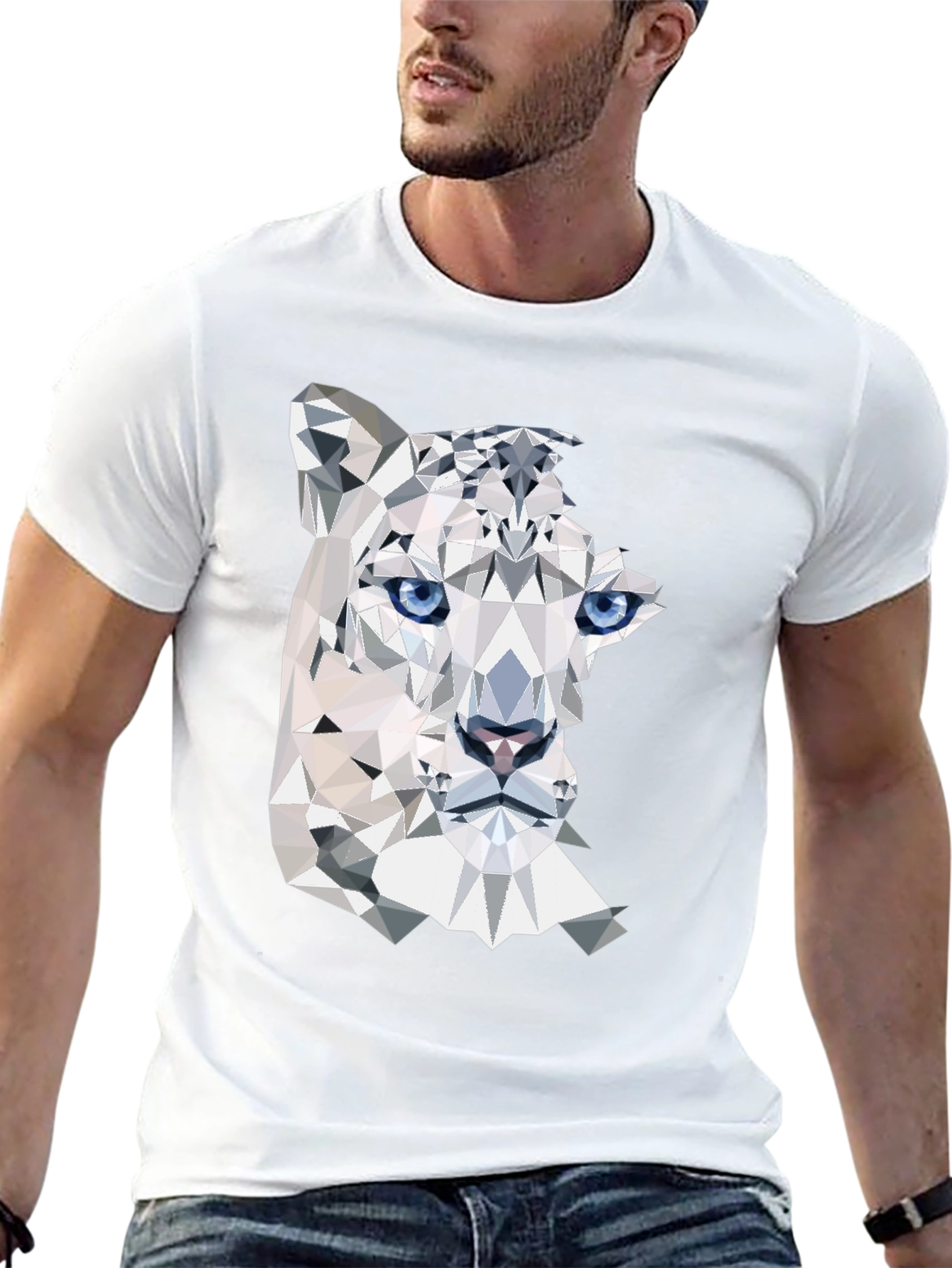 Geometric Snow Leopard Graphic Tee