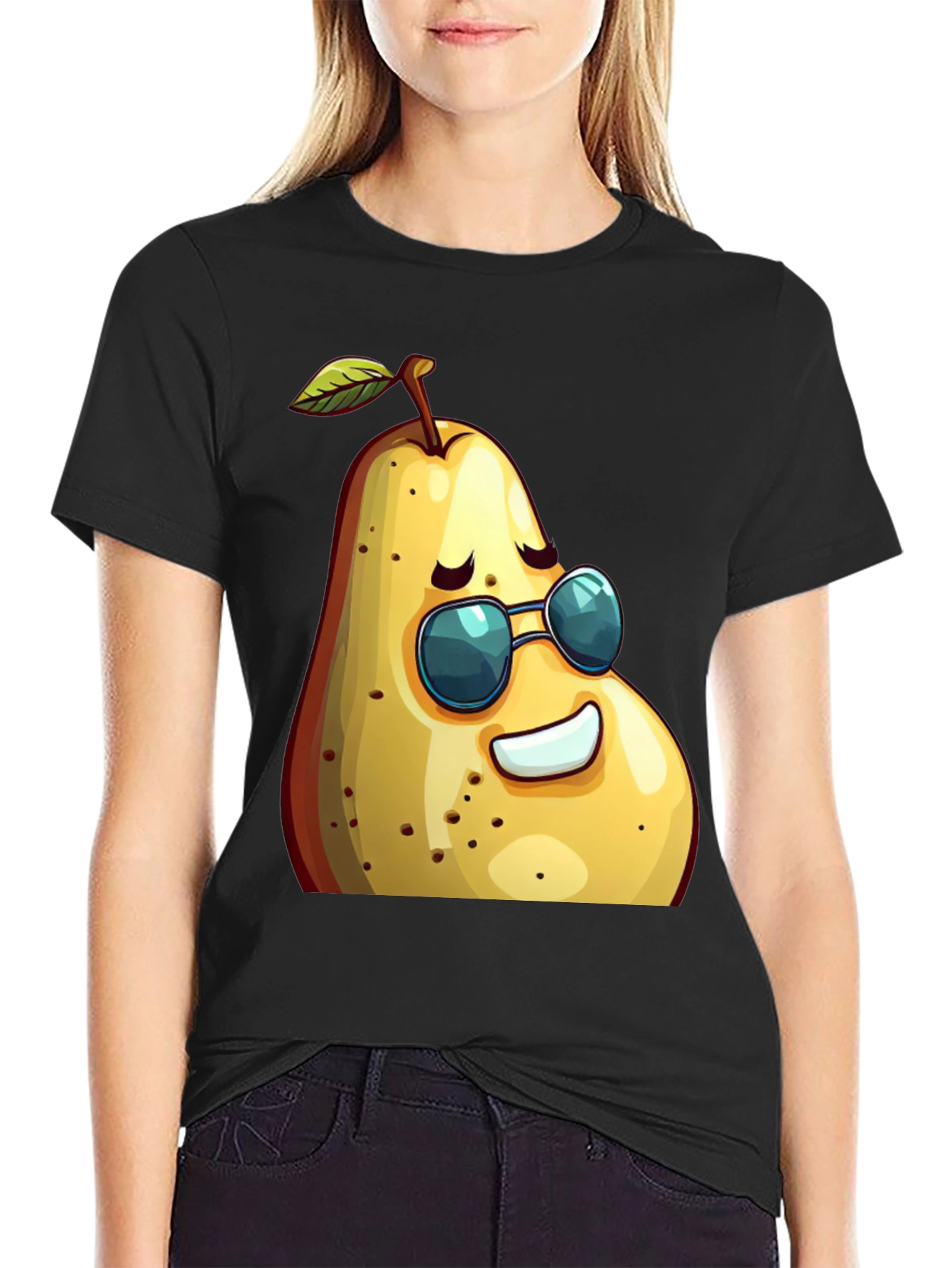 Cool Pear Graphic Tee - Unisex Black T-Shirt